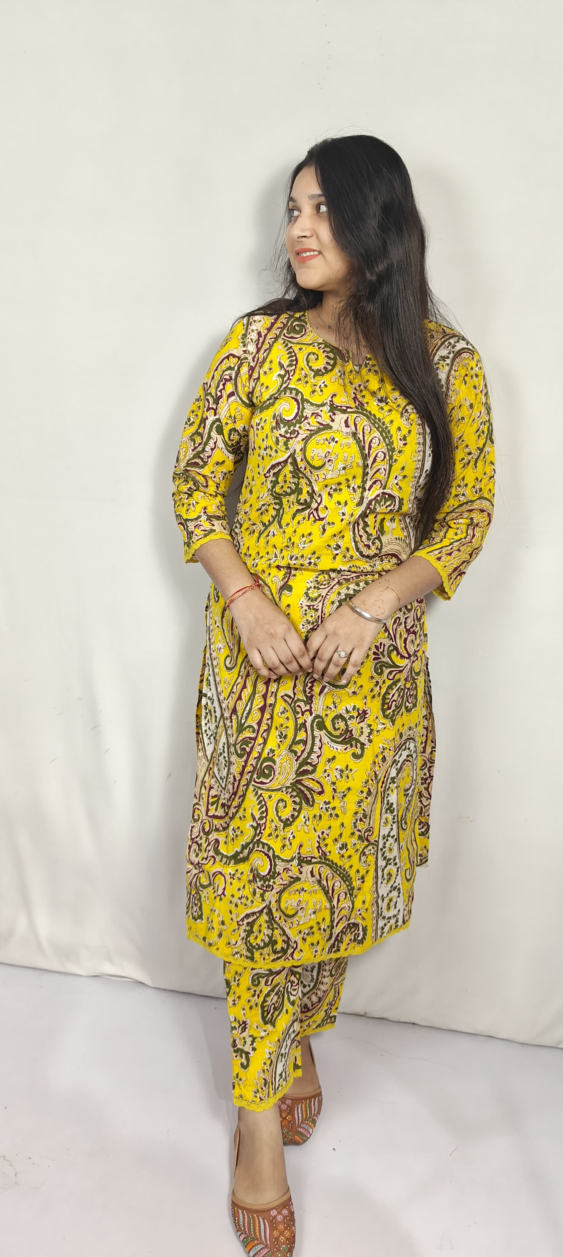 Yellow Printed Kurta Set (Z0218)