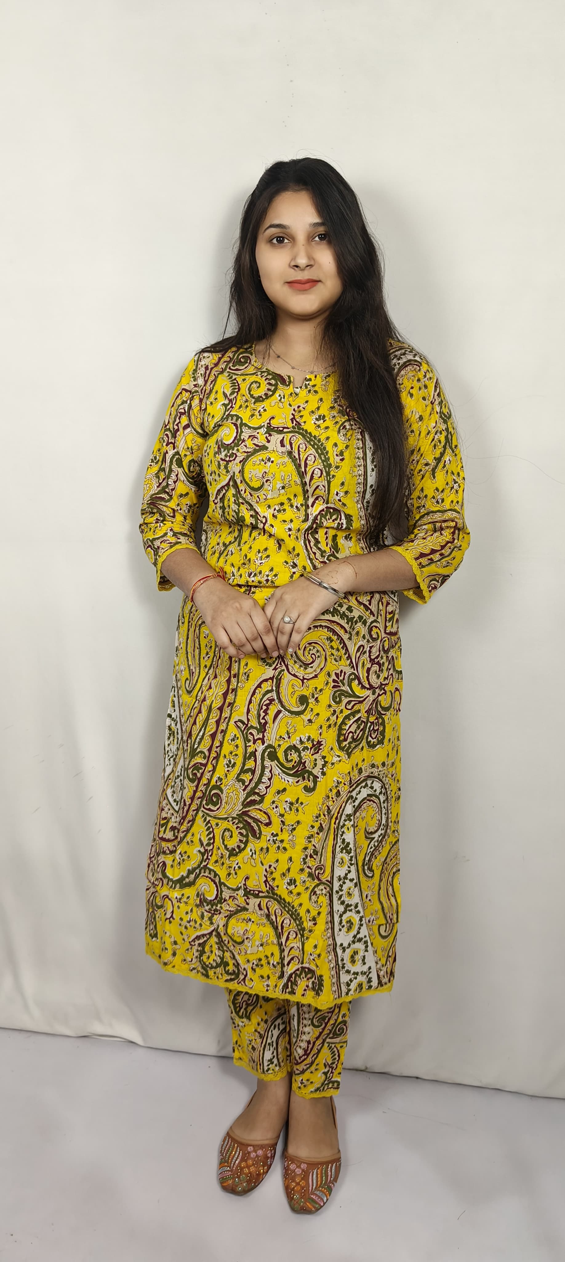 Yellow Printed Kurta Set (Z0218)