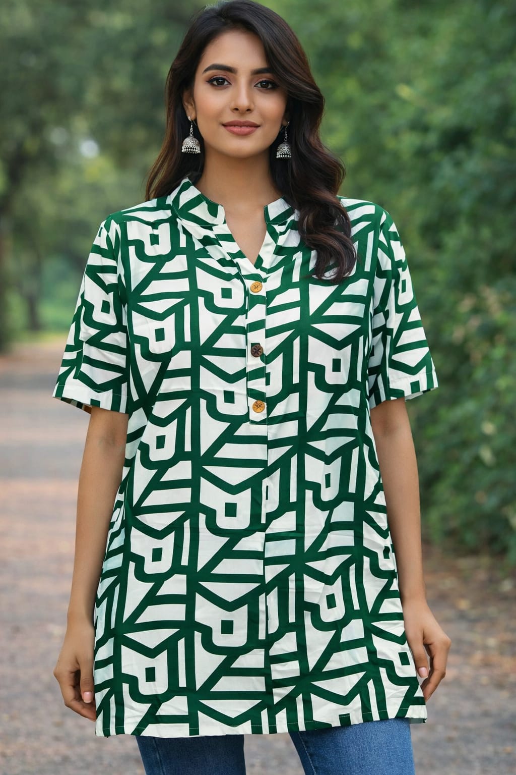 Green colour cotton kurti (Z0519)