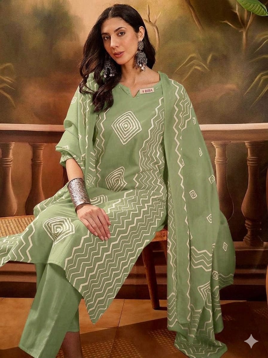 Pista colour reyon cotton fabric 3 piece suit (Z0701)