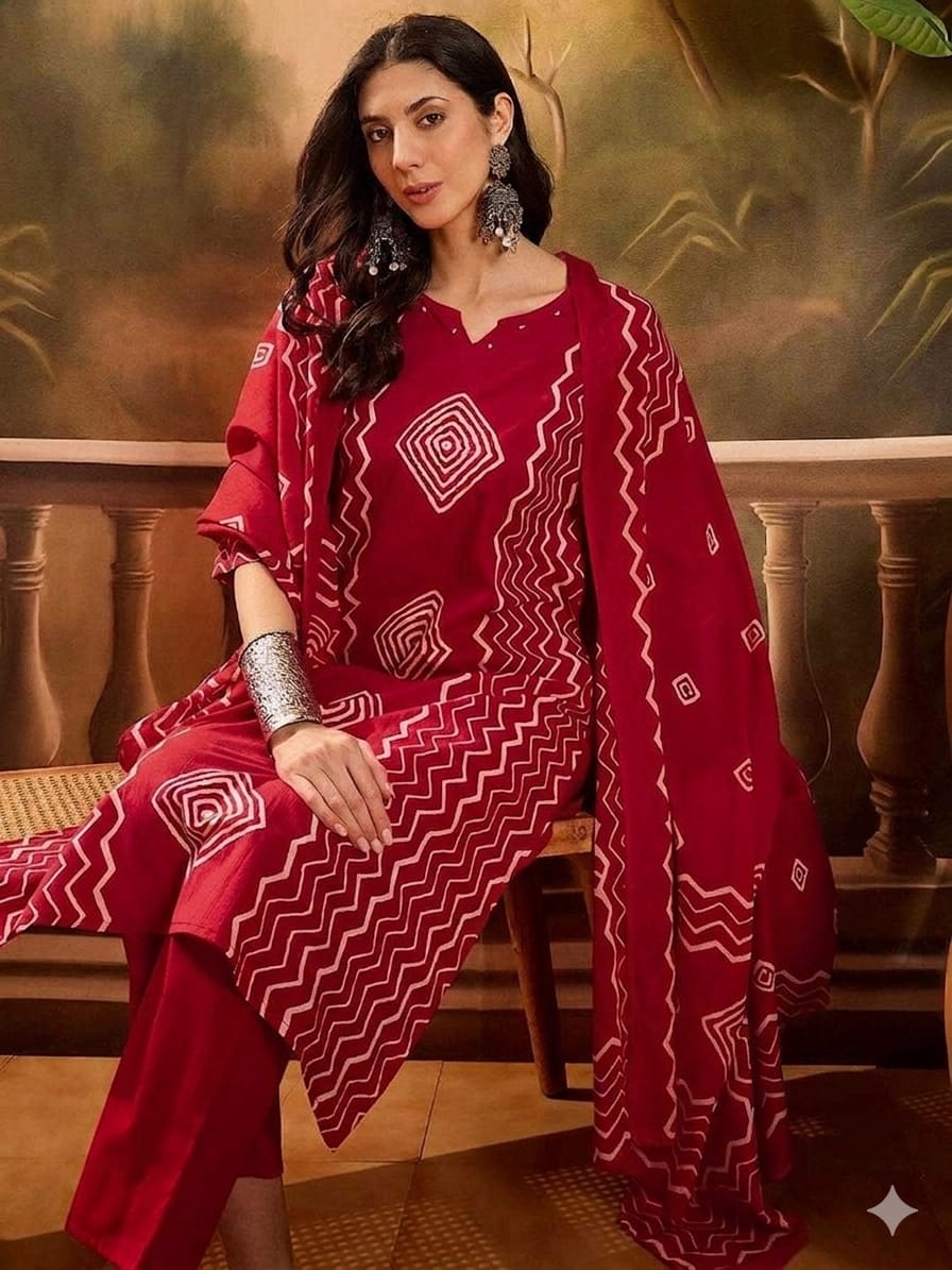 Maroon colour reyon cotton fabric 3 piece suit (Z0706)