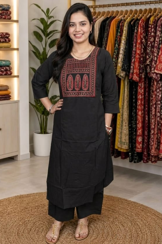 Black colour pure cotton fabric 2 piece suit  (Z0699)
