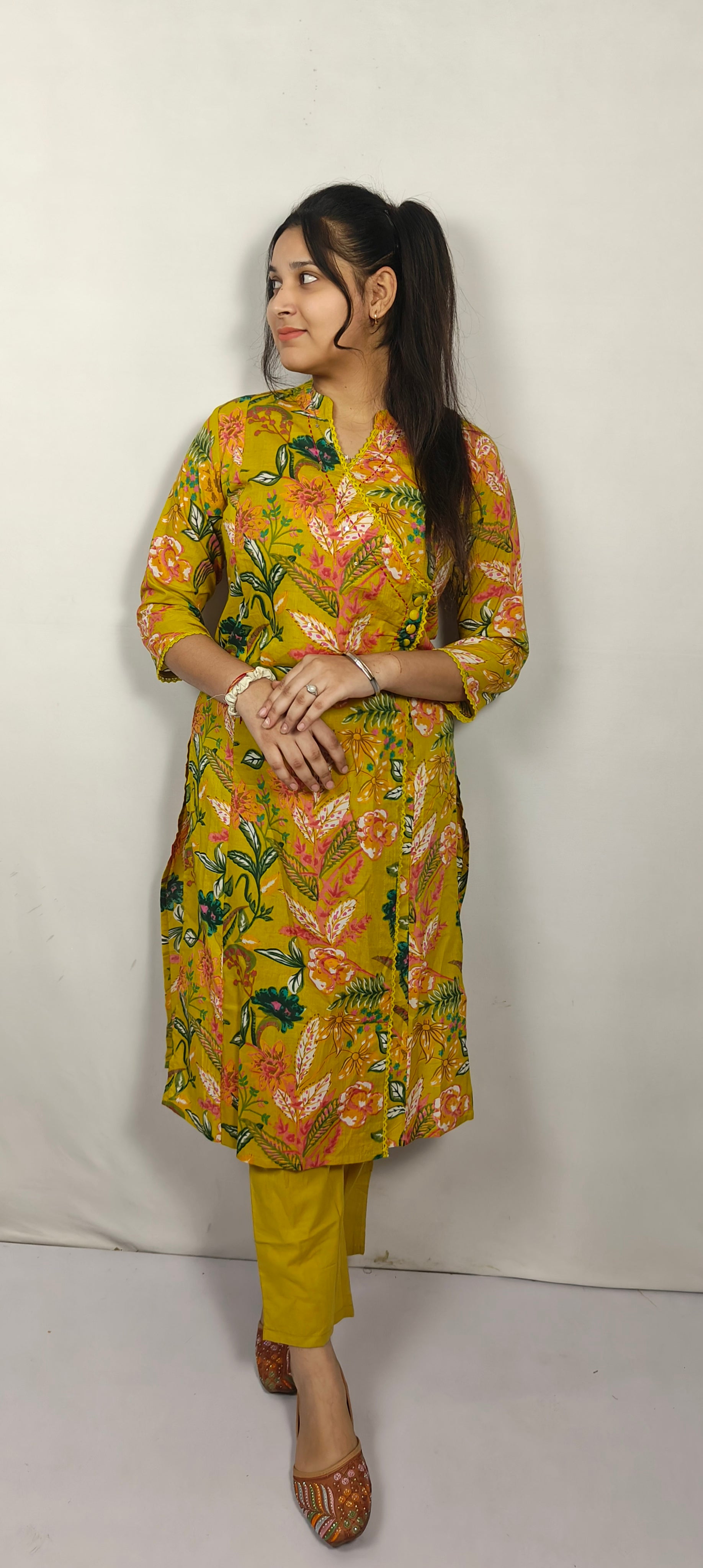 Yellow Floral Printed Kurta Set (Z0230)