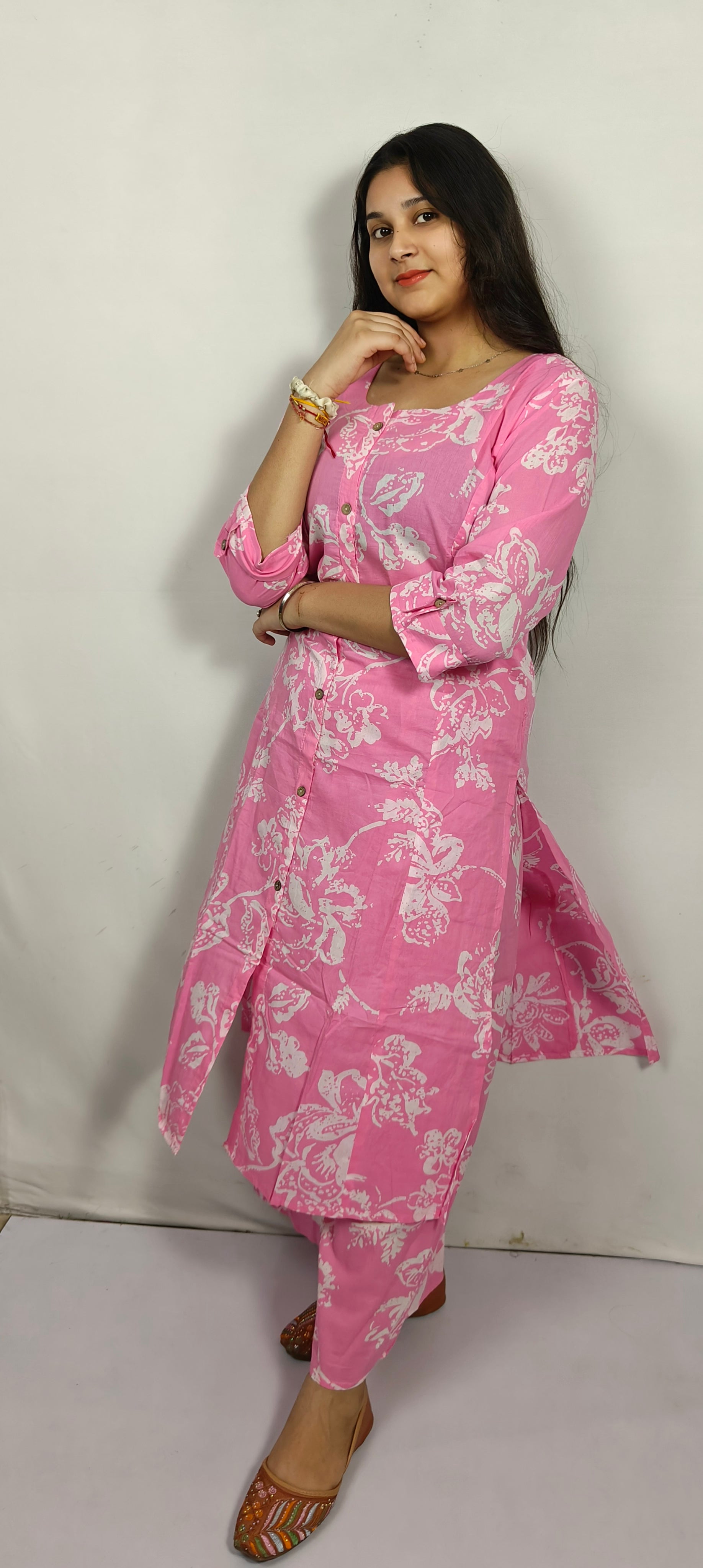 Pink Floral Cotton Co-ord Set (Z0227)