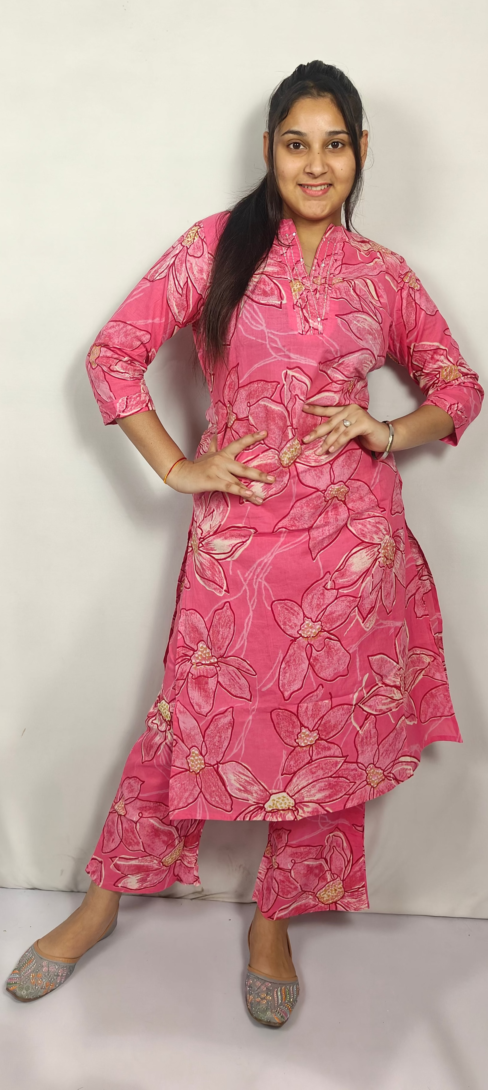 Pink Floral Cotton Co-ord Set (Z0242)
