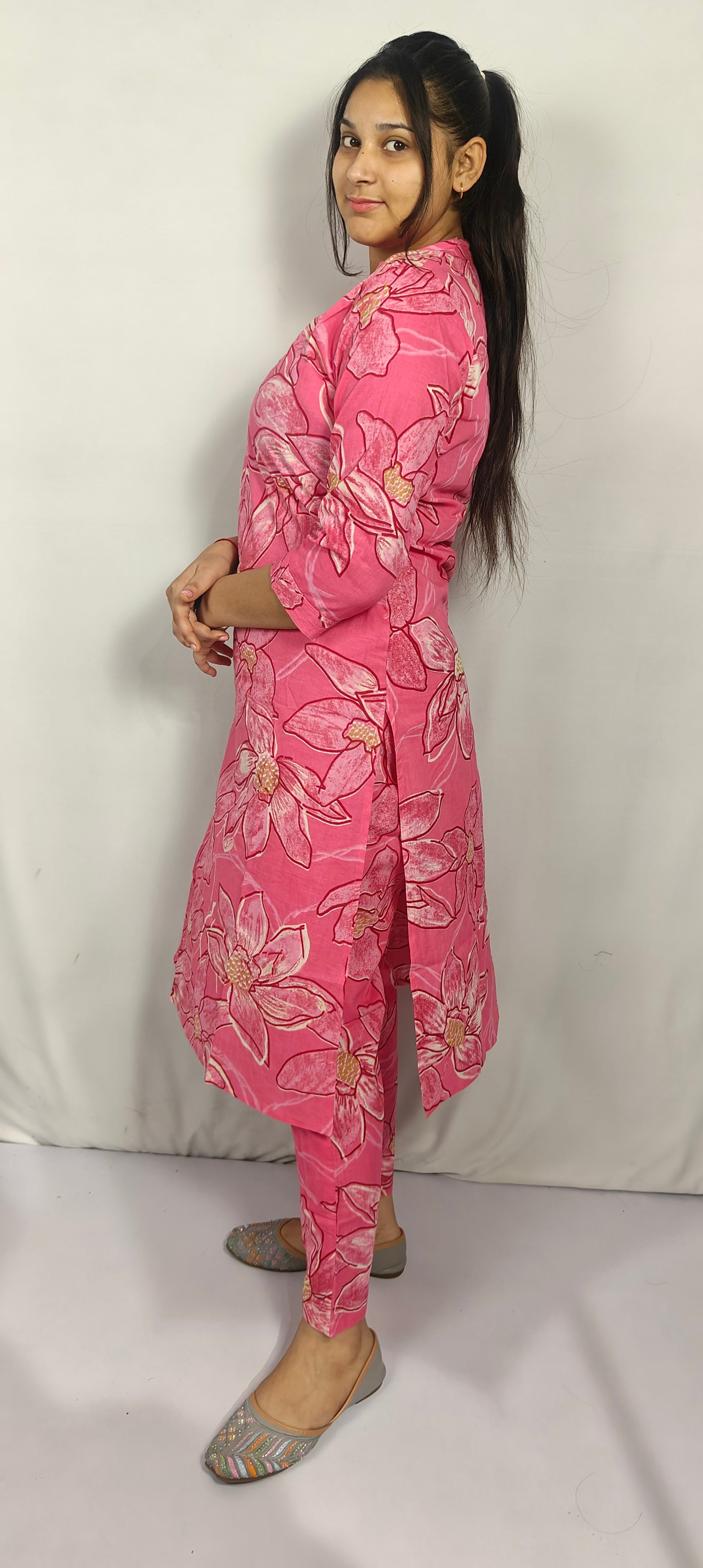 Pink Floral Cotton Co-ord Set (Z0242)