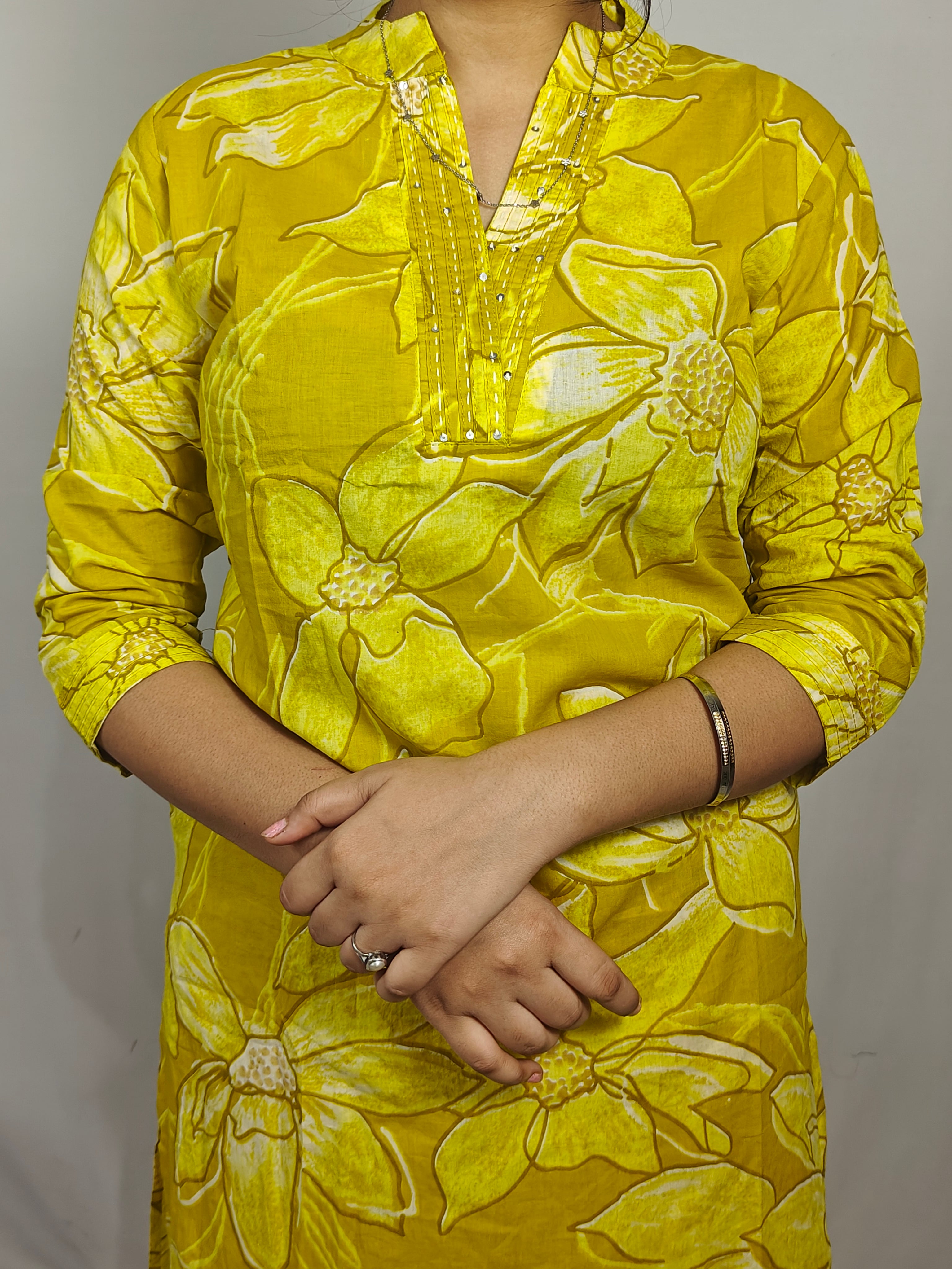 Yellow Floral Cotton Co-ord Set (Z0243)