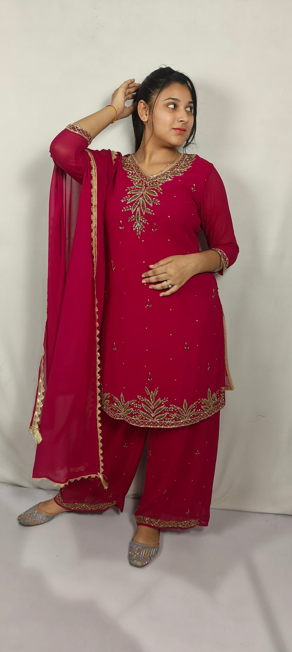 Pink Embroidered 3 Piece Kurta Set (Z0244)