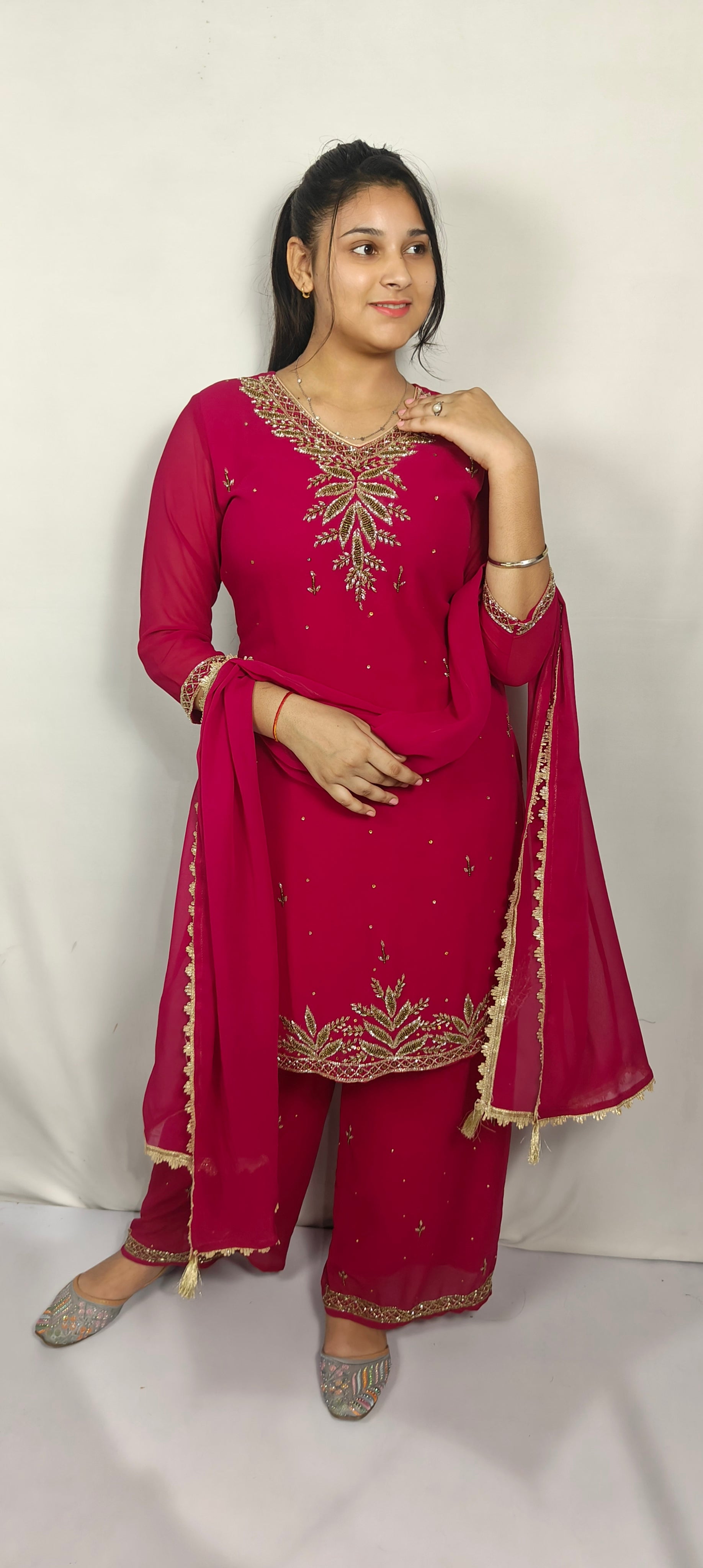 Pink Embroidered 3 Piece Kurta Set (Z0244)