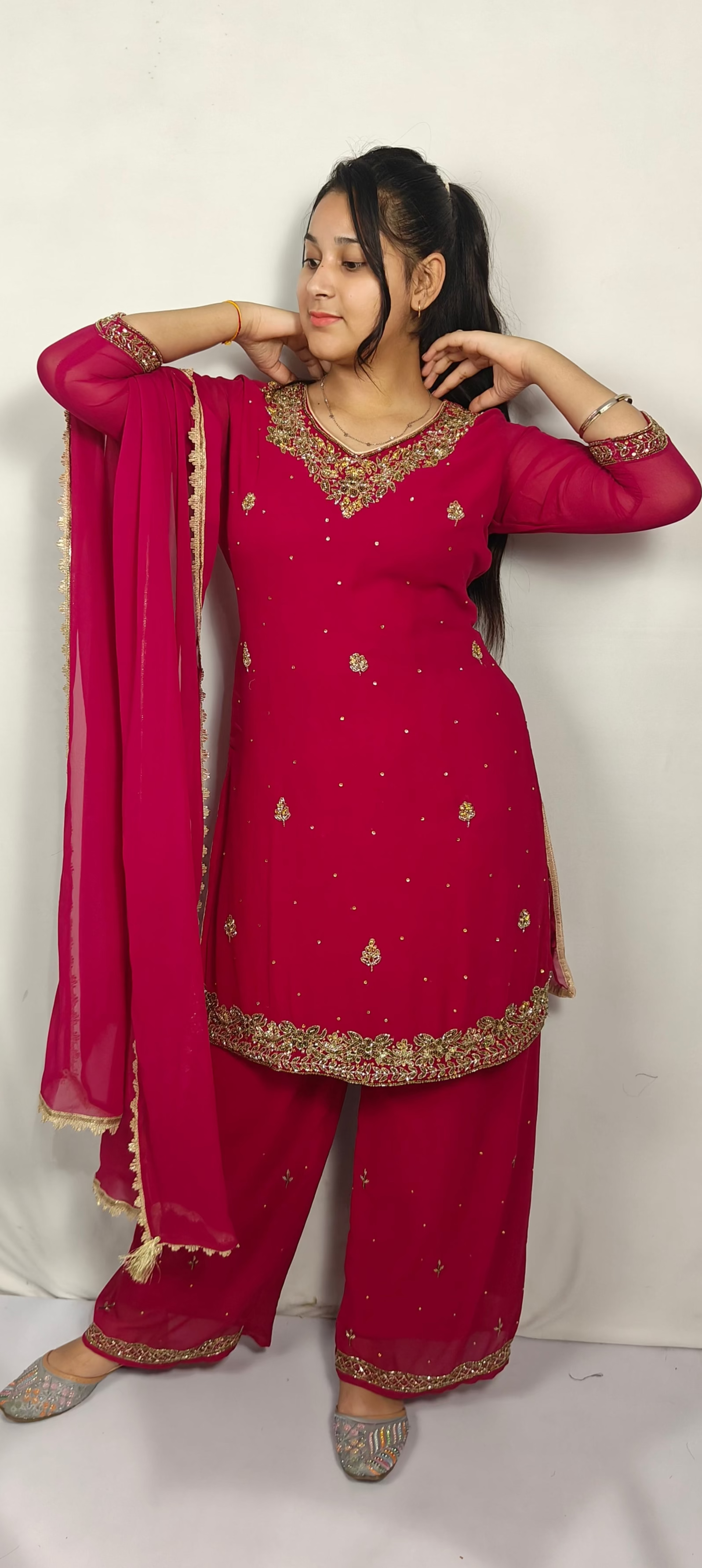 Pink Embroidered 3 Piece Kurta Set (Z0245)