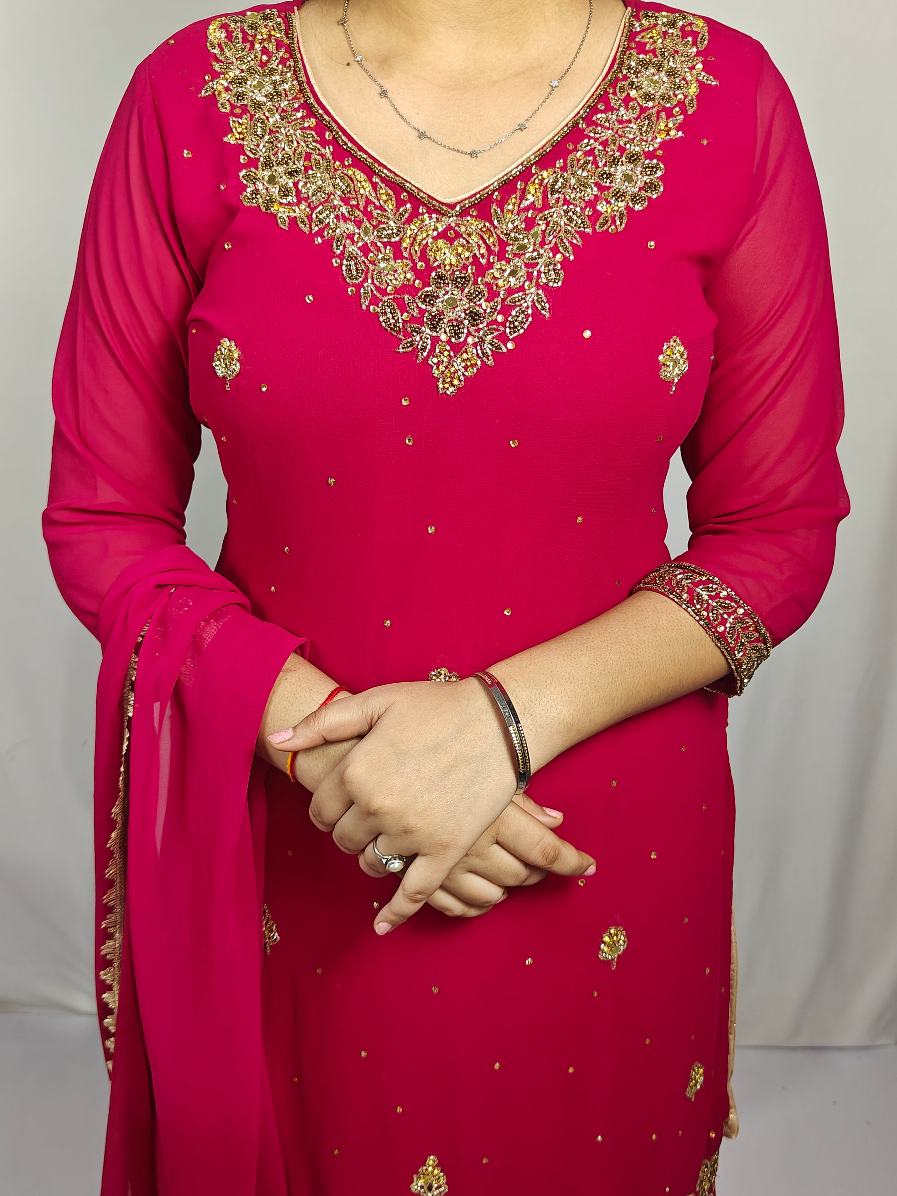 Pink Embroidered 3 Piece Kurta Set (Z0245)