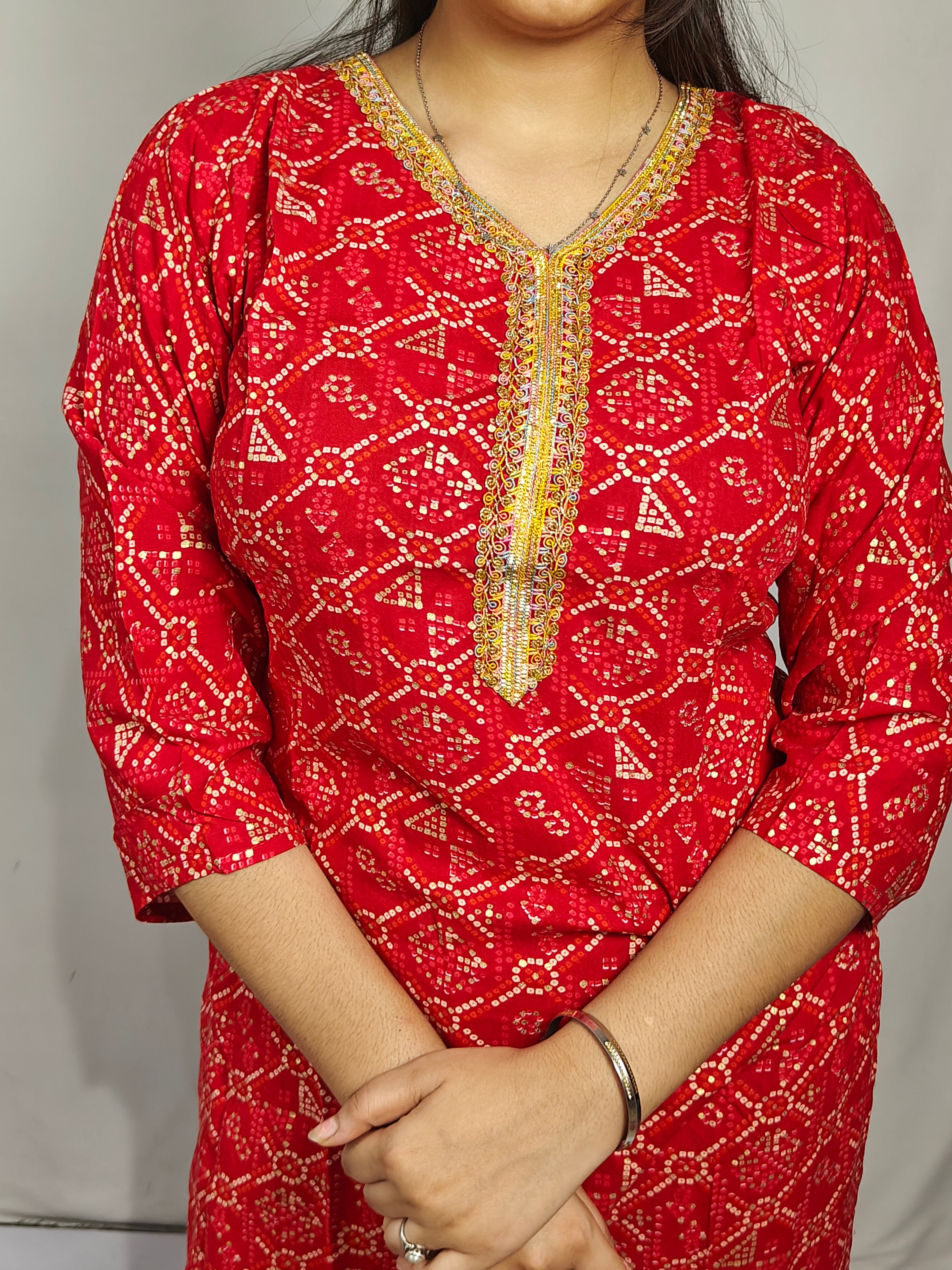 Singhal Red Printed Kurta(Z0270)