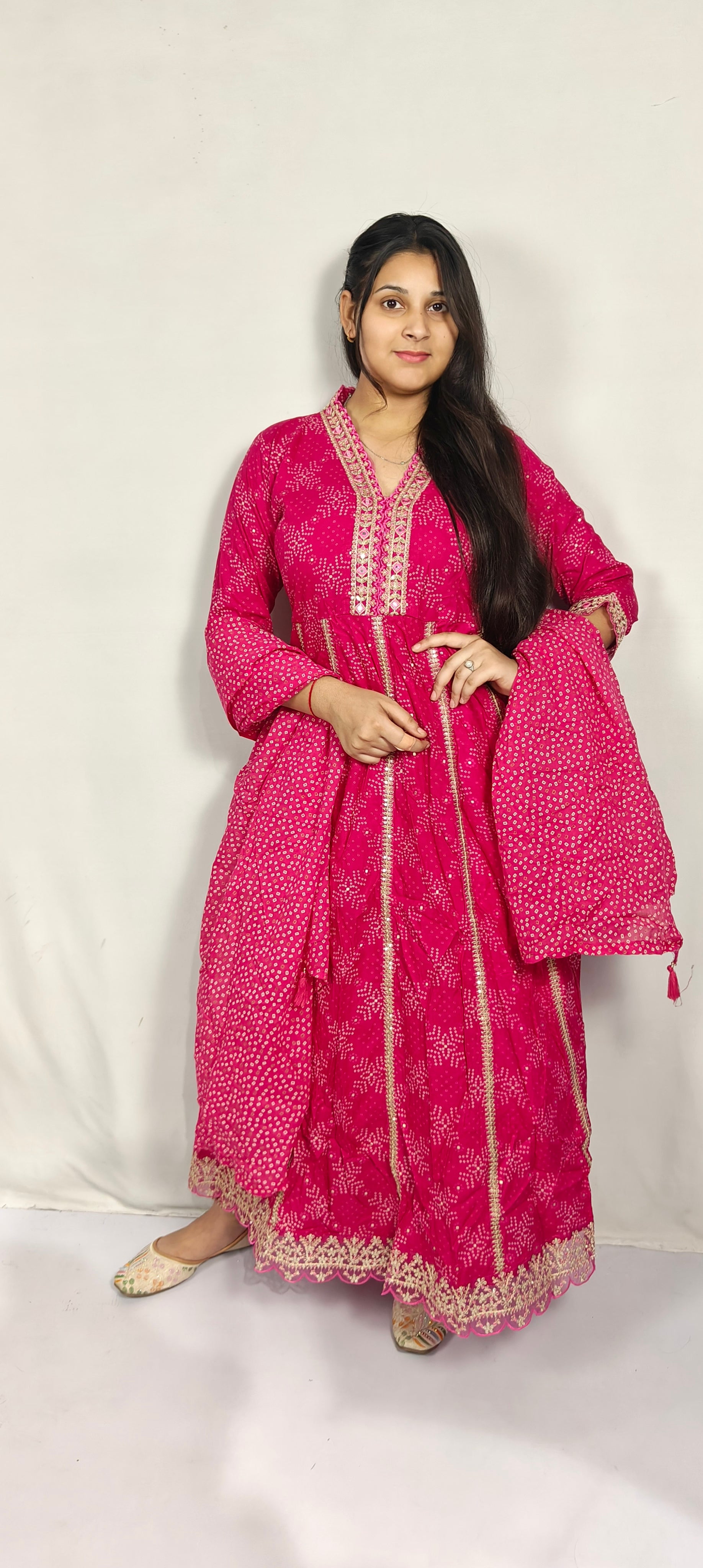 Pink Embroidered Anarkali Kurta Set with Dupatta (Z0282)