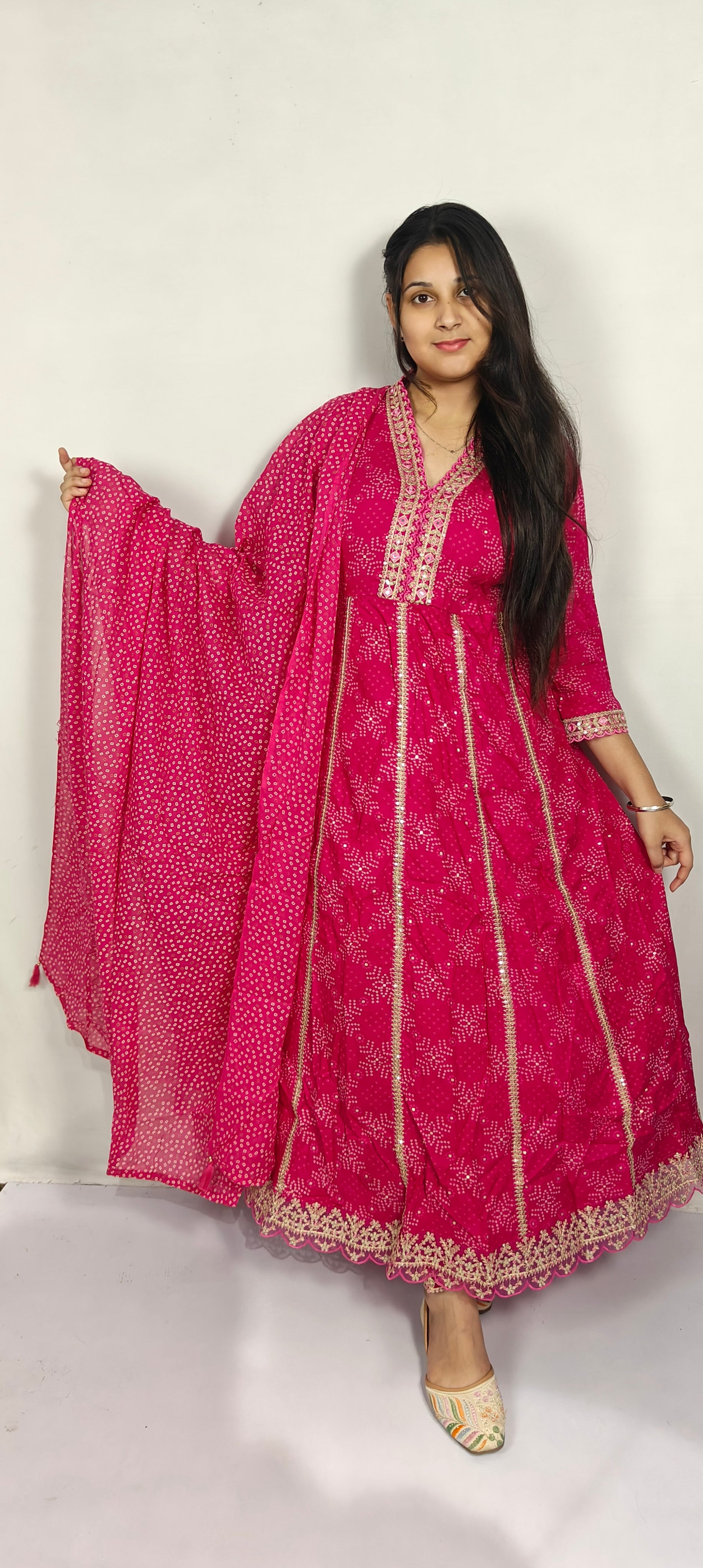 Pink Embroidered Anarkali Kurta Set with Dupatta (Z0282)