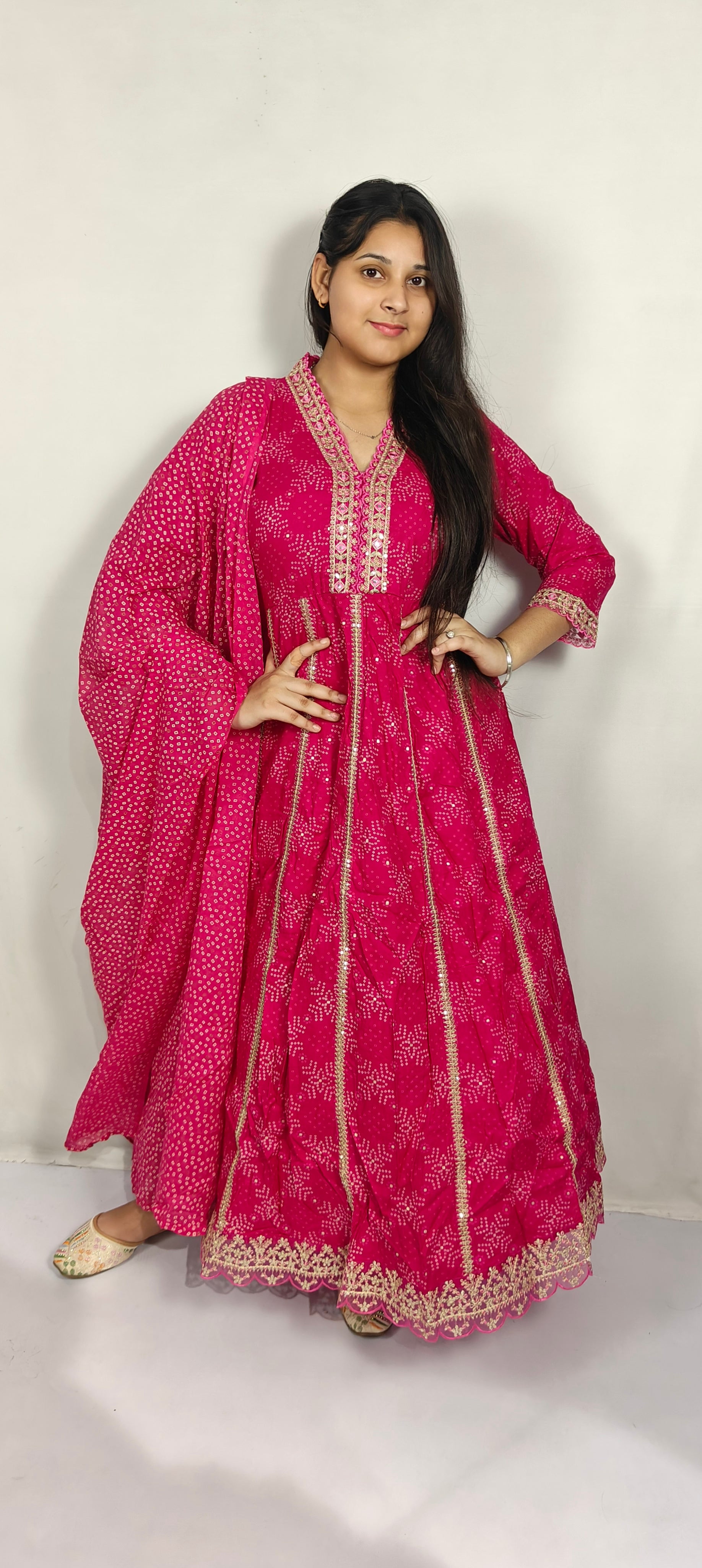 Pink Embroidered Anarkali Kurta Set with Dupatta (Z0282)