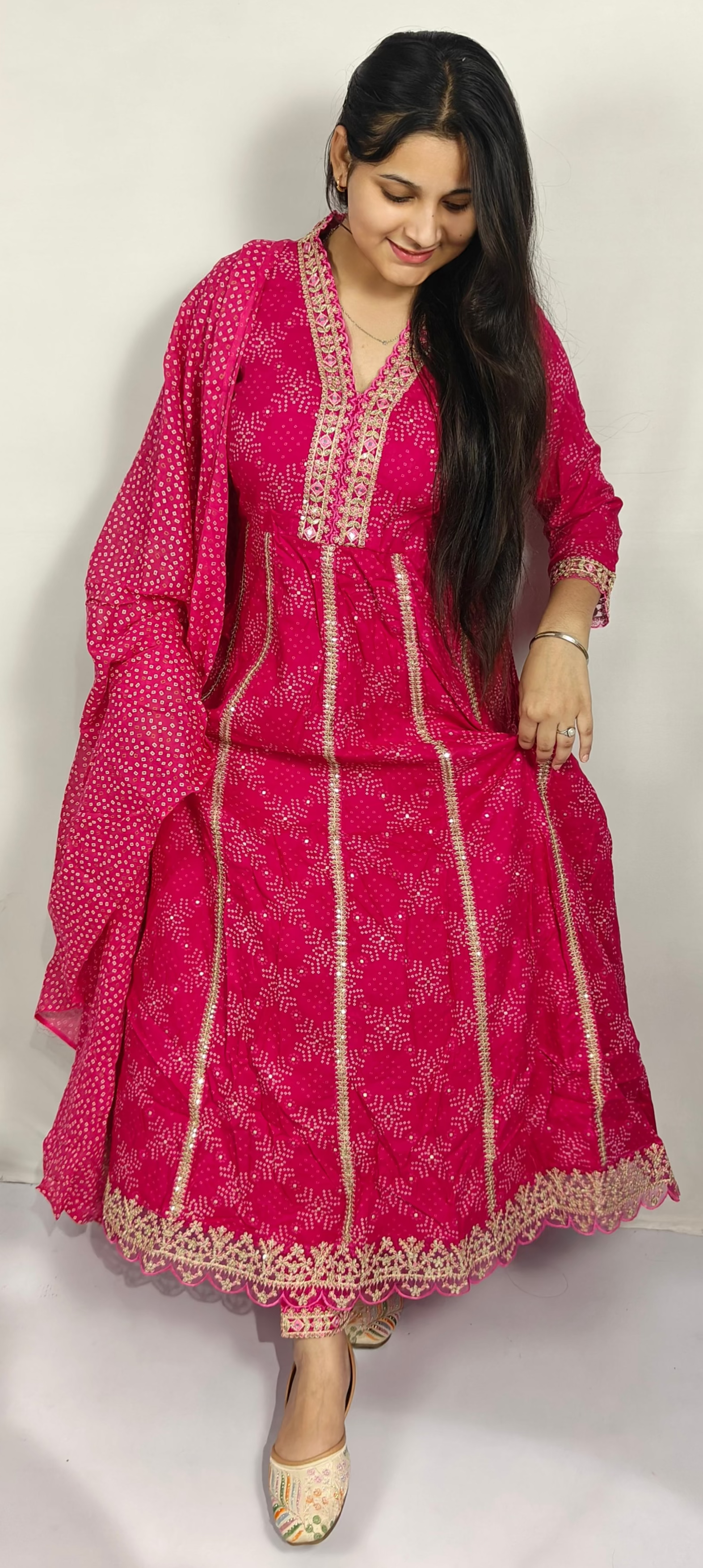 Pink Embroidered Anarkali Kurta Set with Dupatta (Z0282)