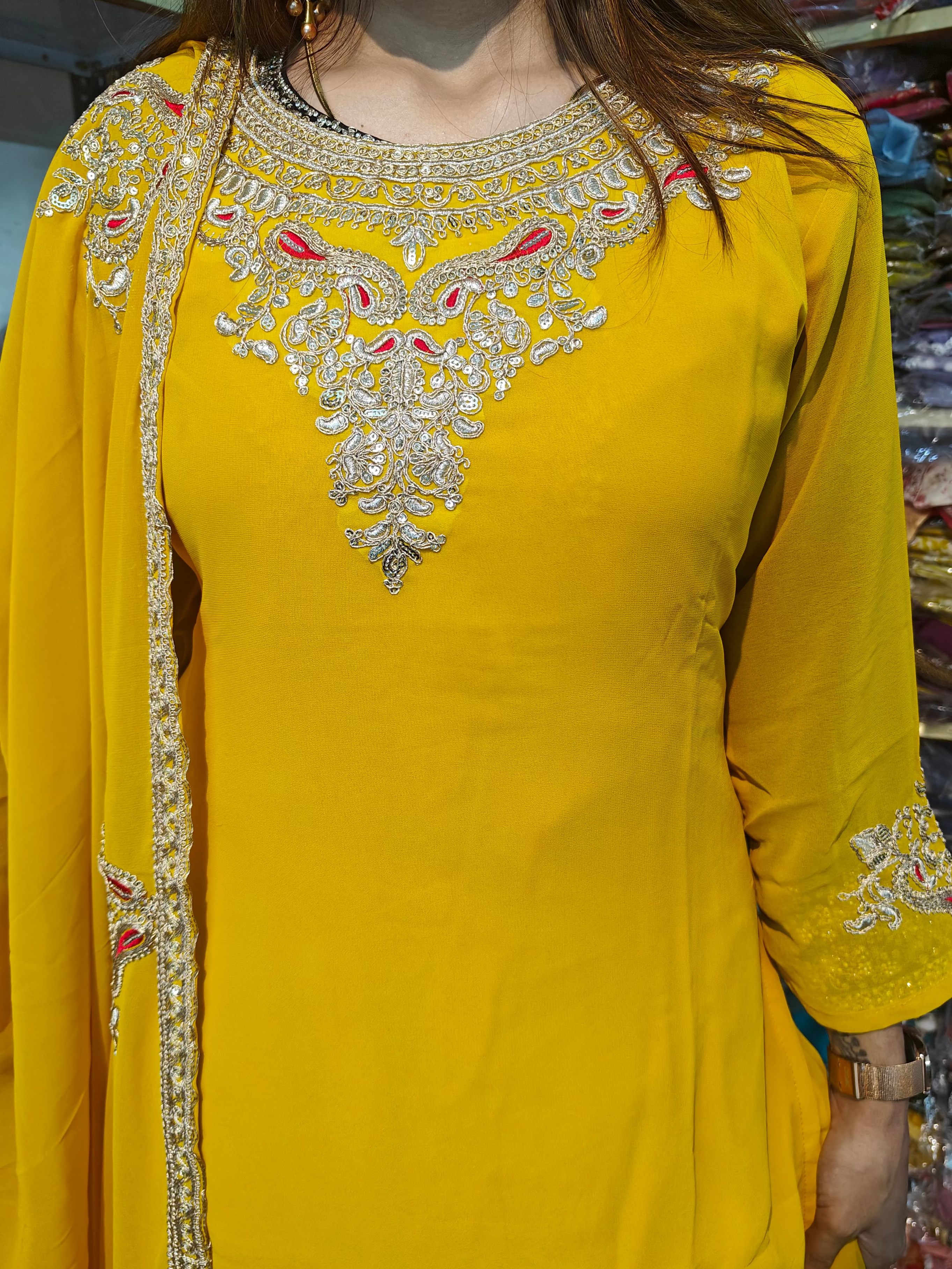 Yellow Embroidered Sharara Set (Z0294)