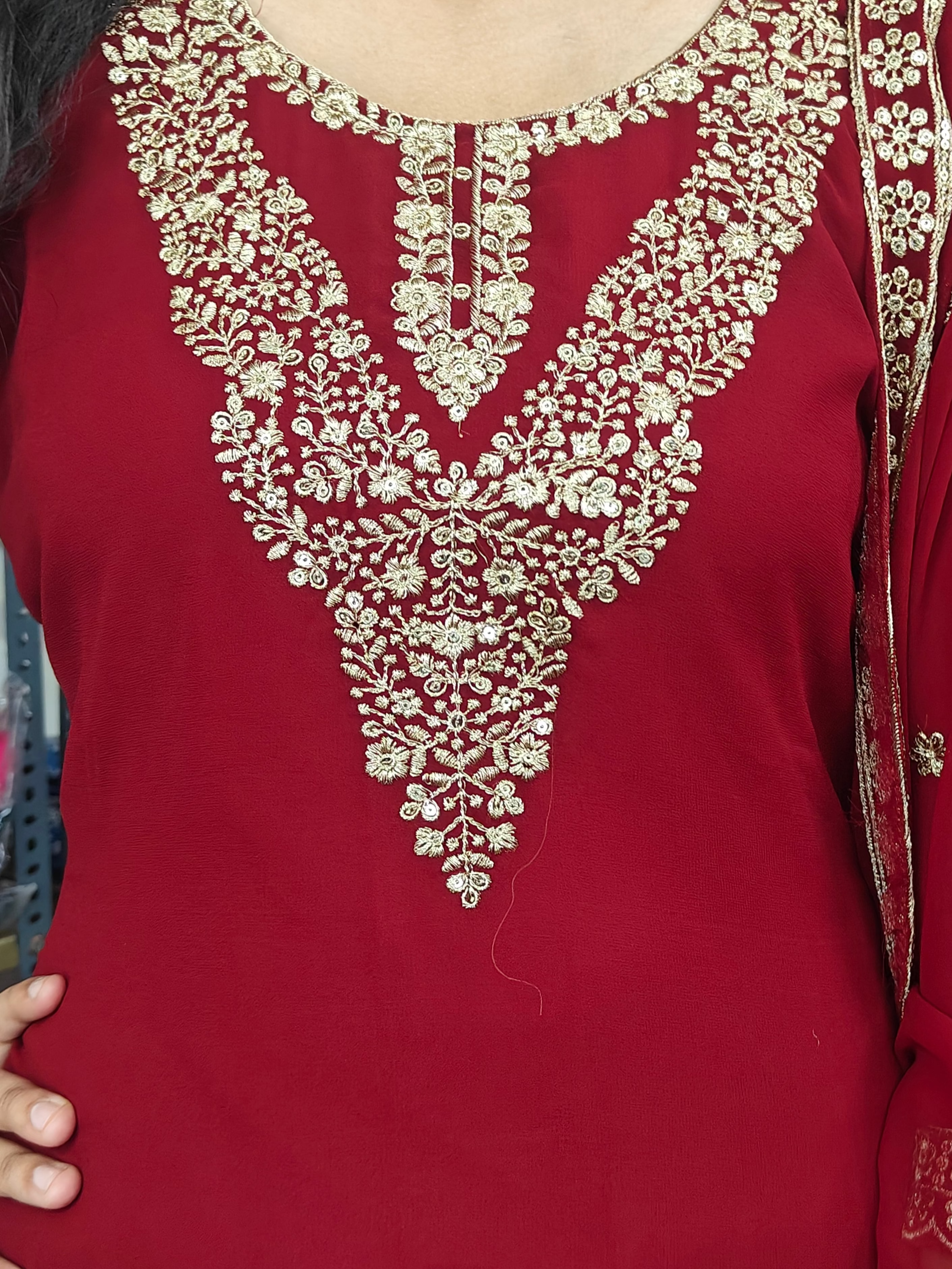 Maroon Embroidered Kurta Set with Dupatta (Z0302)
