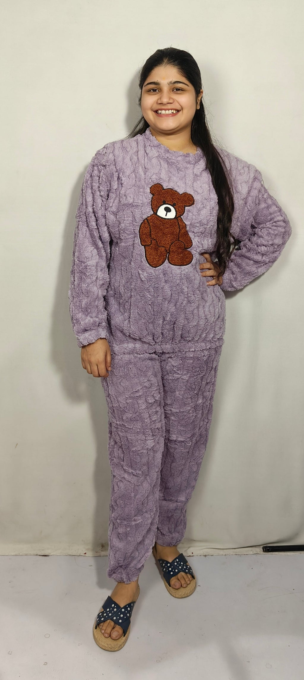 Levender colour beautiful Woolen Night Suit (Z0313)