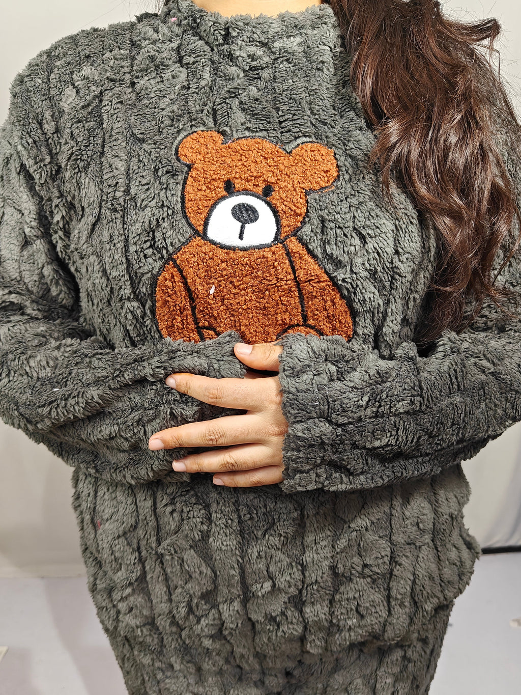 Gray colour beautiful Woolen Night Suit (Z0314)