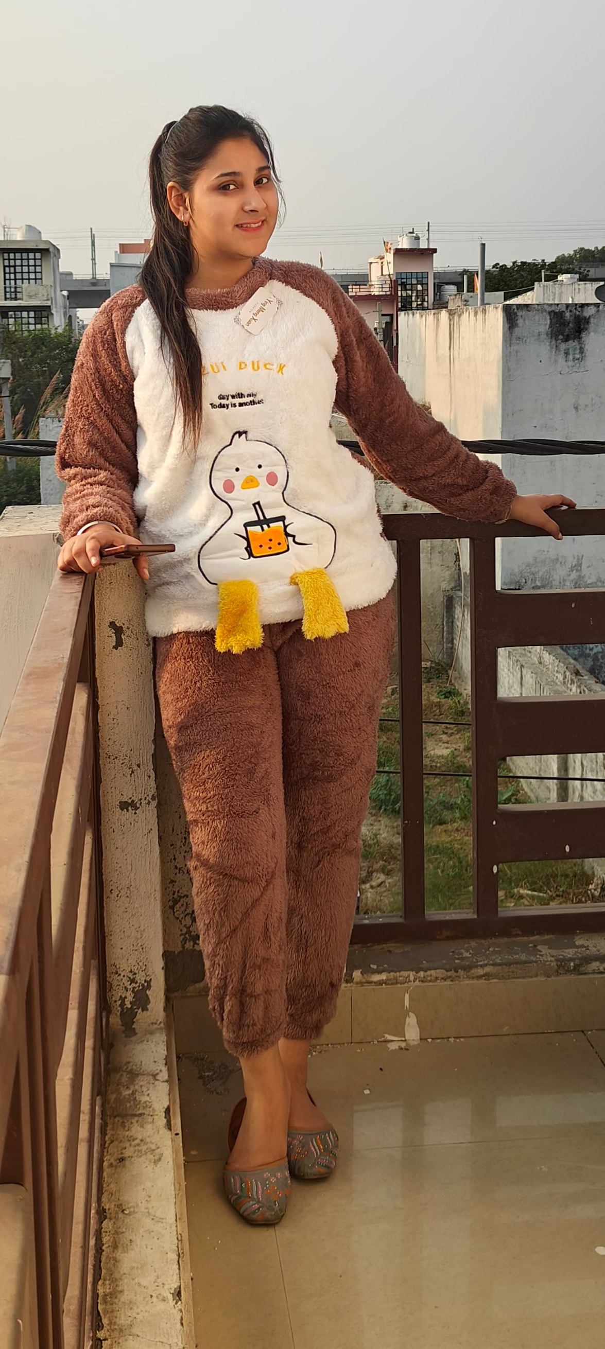 Brown Cozy Woolen Night Suit for Winter (Z0326)