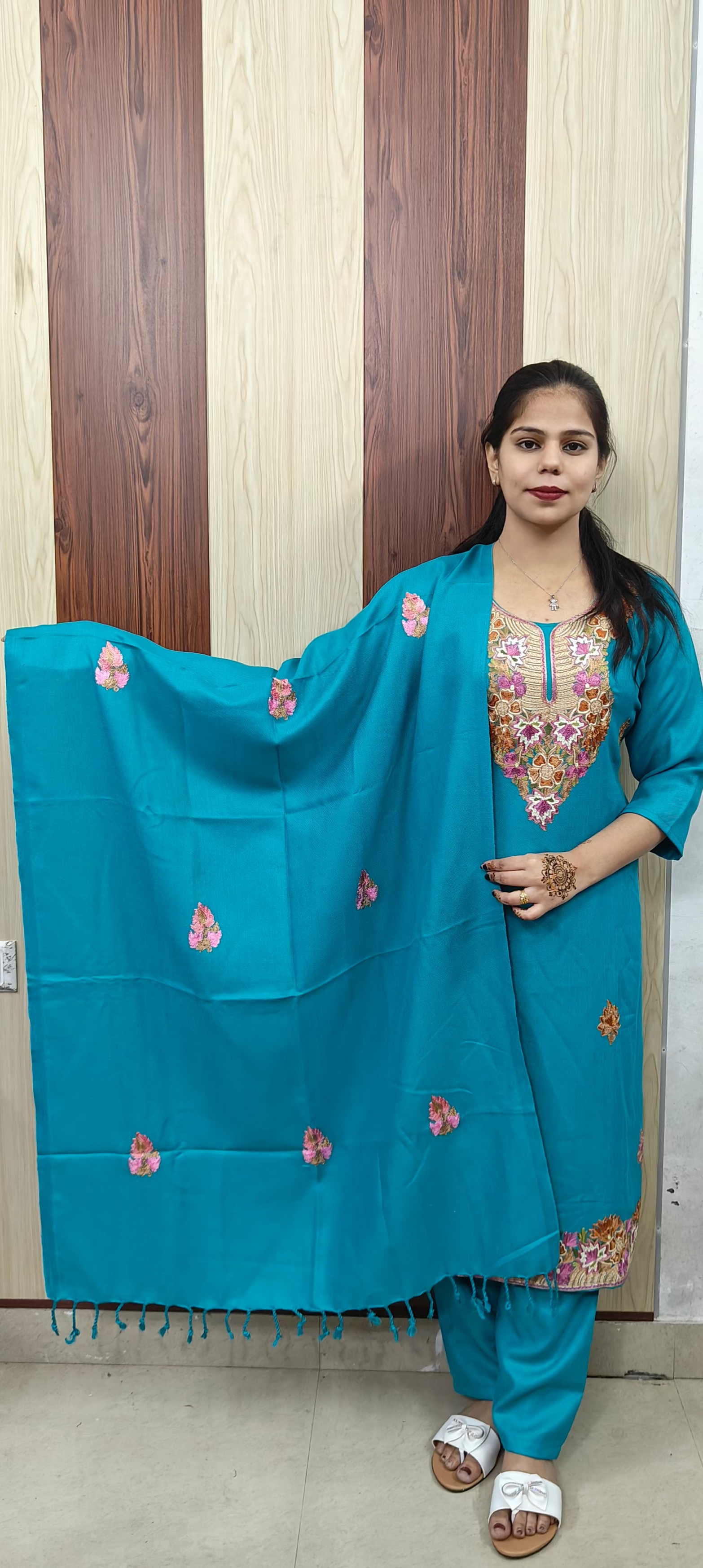 Blue kashmiri woolen 3 piece suit (ZO331)