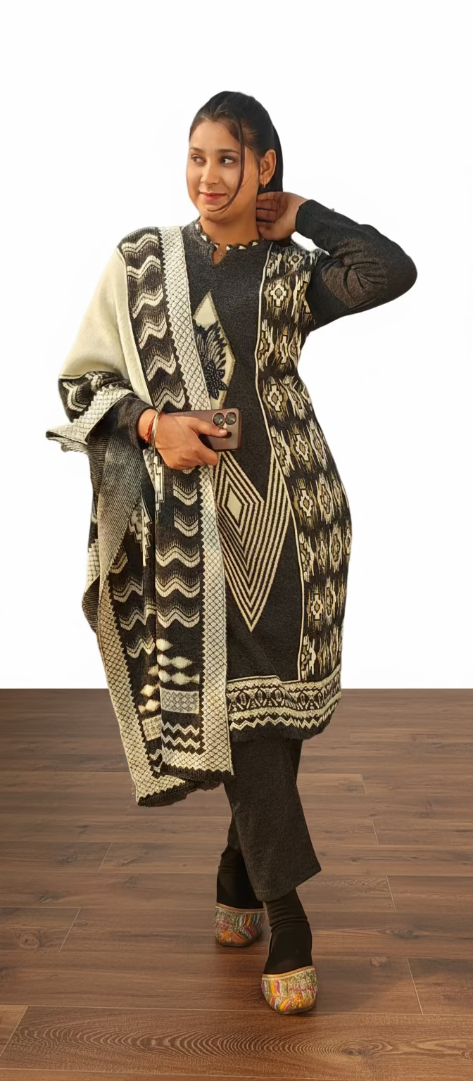 Gray beautiful woolen 3 piece set (Z0328)