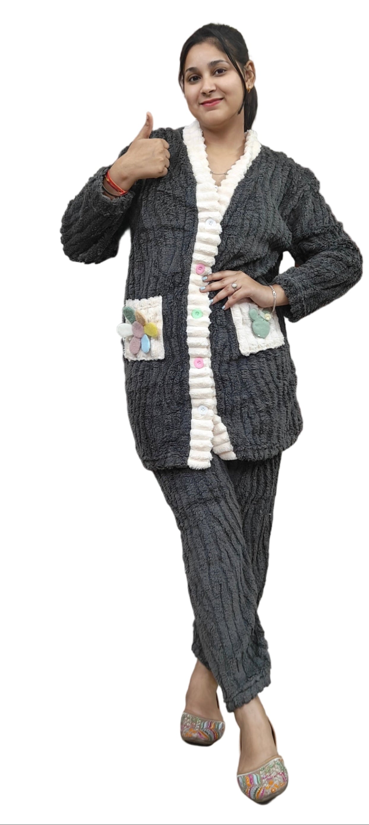 Grey Cozy Winter Night Suit (Zo337)