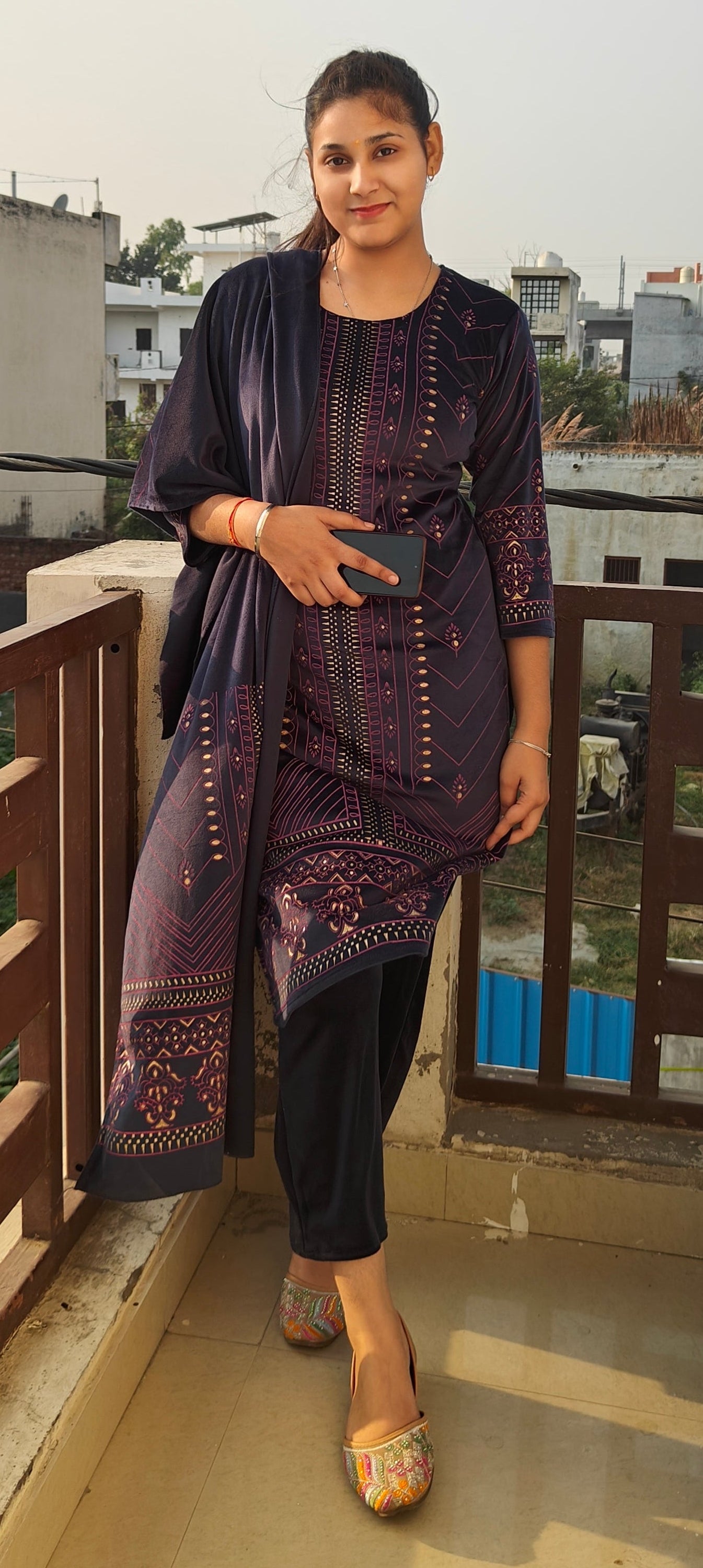 Navy blue beautiful velvet 3 piece suit(Z0347)