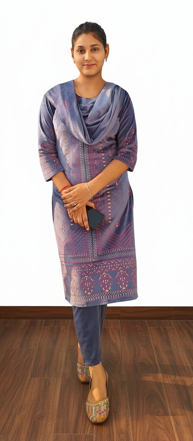 Purple 3 piece woolen suit(Z0343)