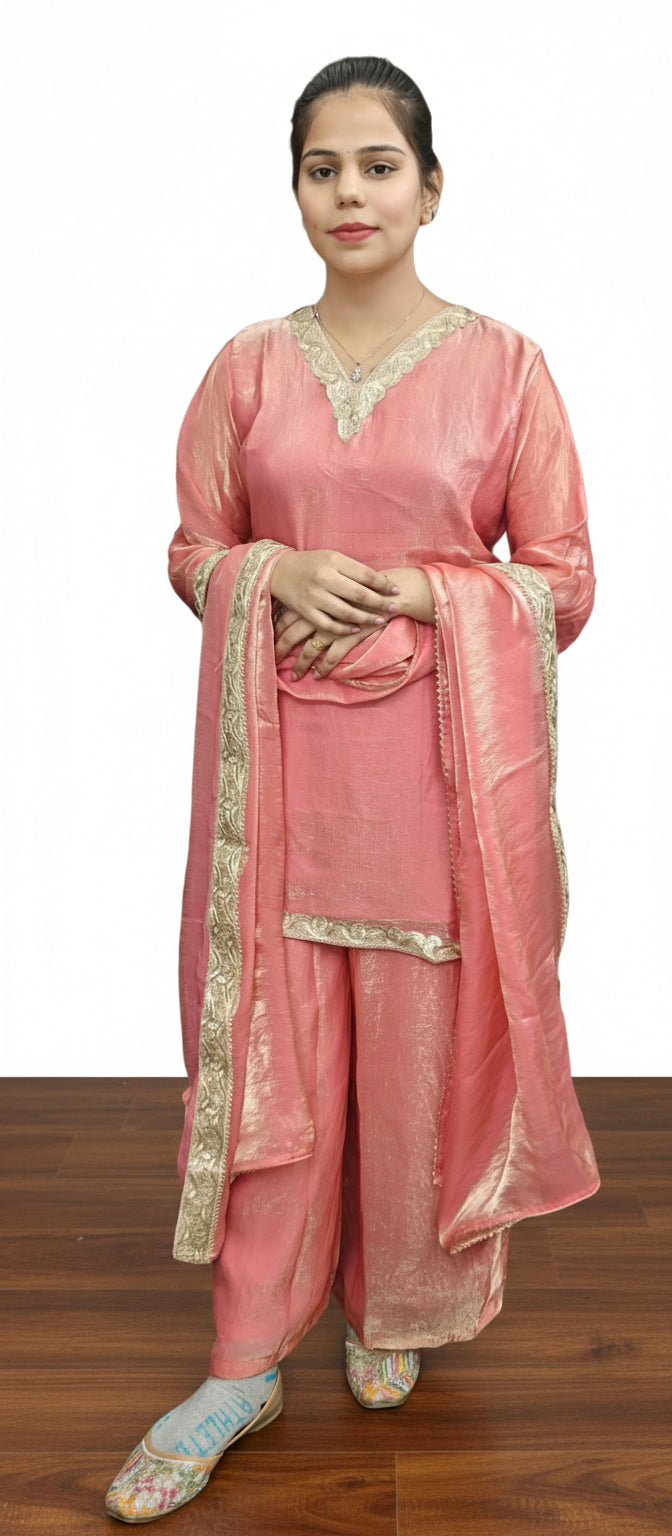 Pink Simar Silk 3 piece Suit (Z0350)