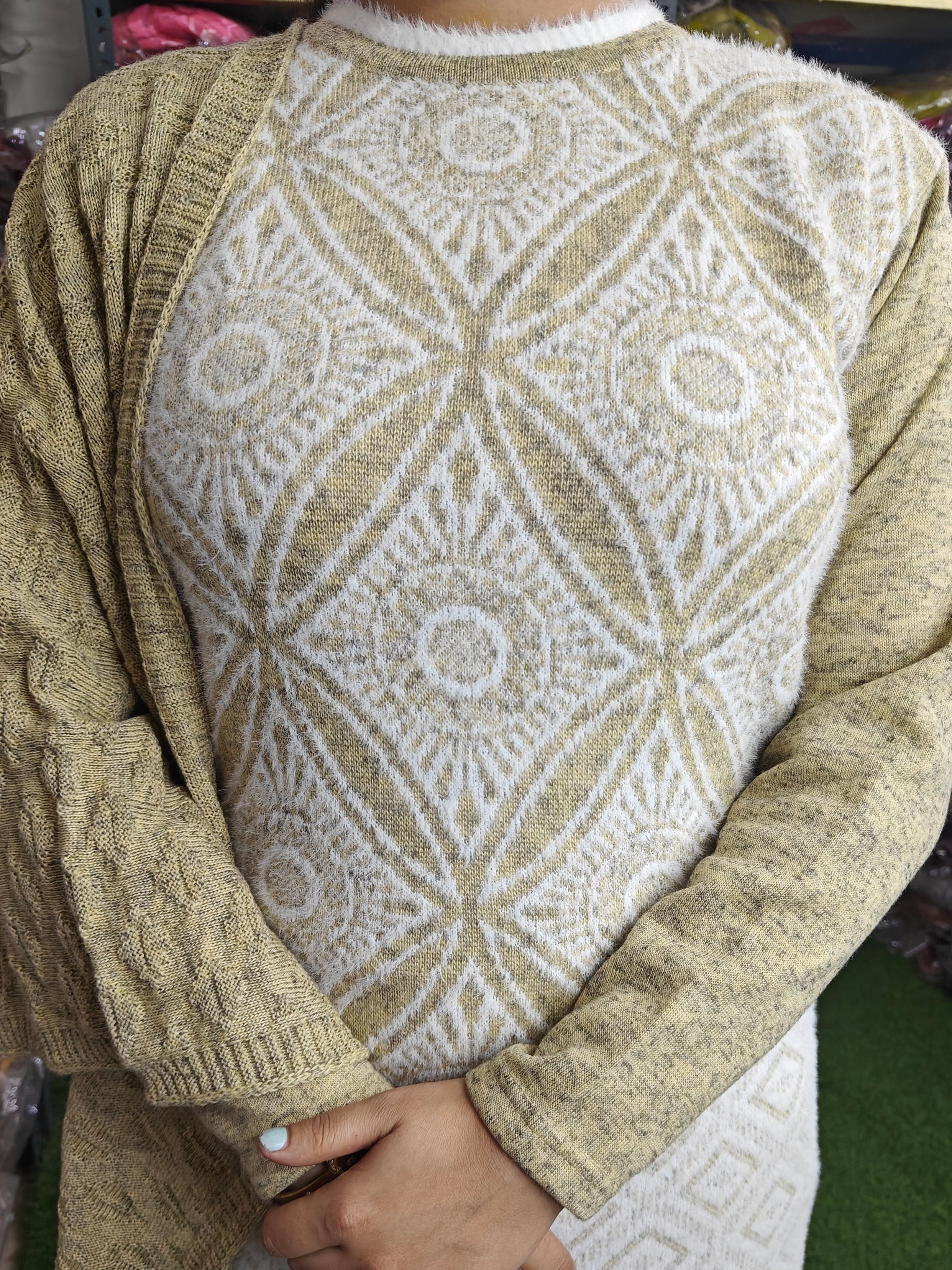 Pista and white woolen 3-piece suit, (Z0356)