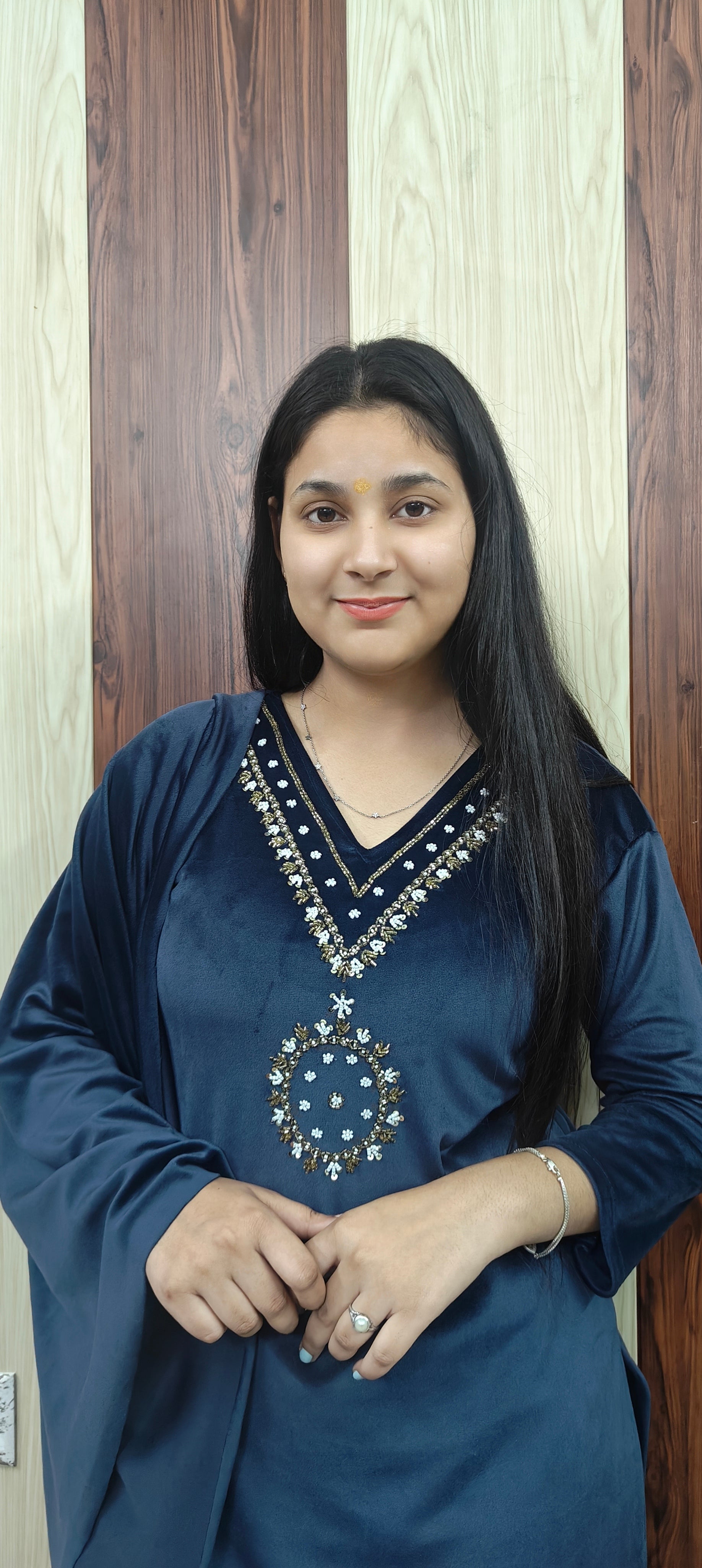 Premium Navy Blue Velvet 3-Piece Suit for women (Z0364)