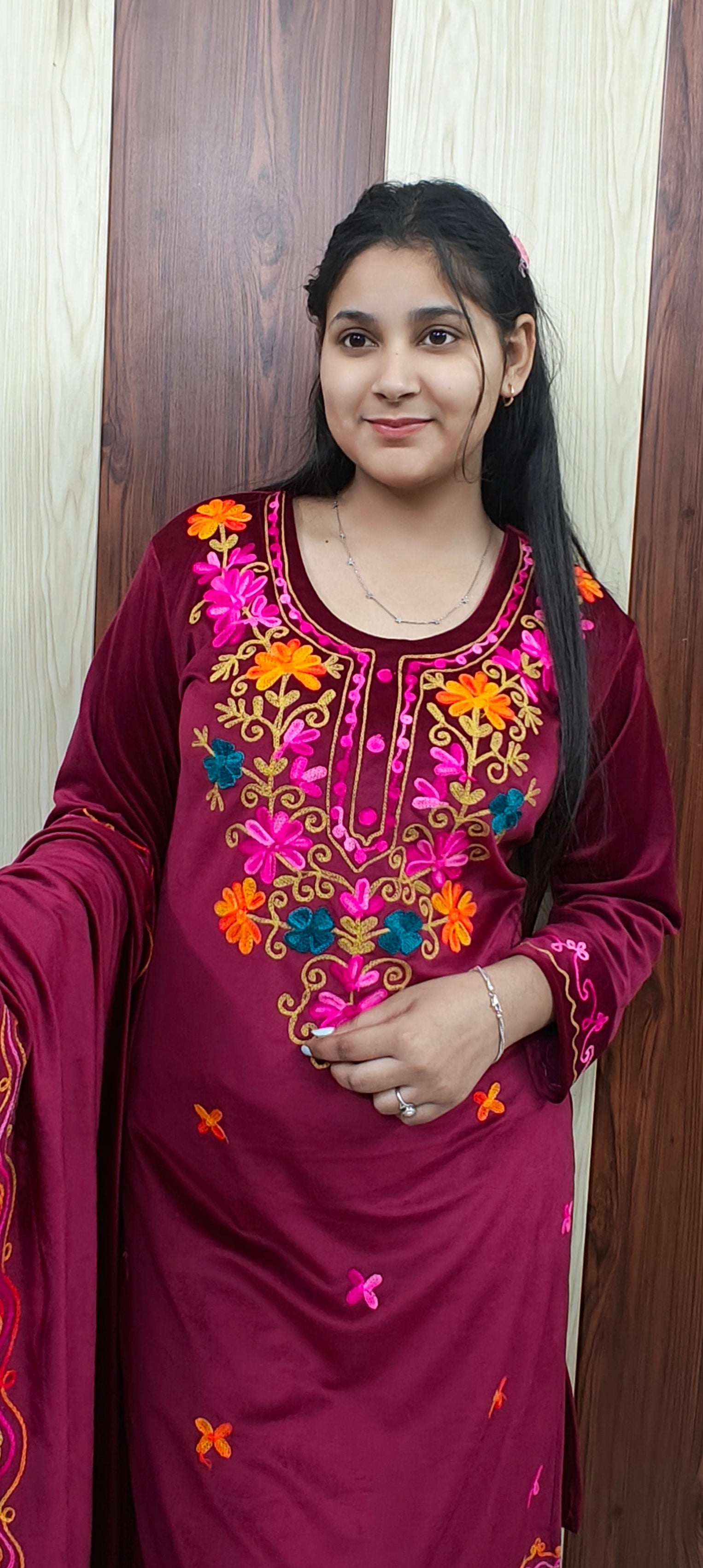 Maroon Kashmiri Woolen 3-Piece Suit (Z0377)