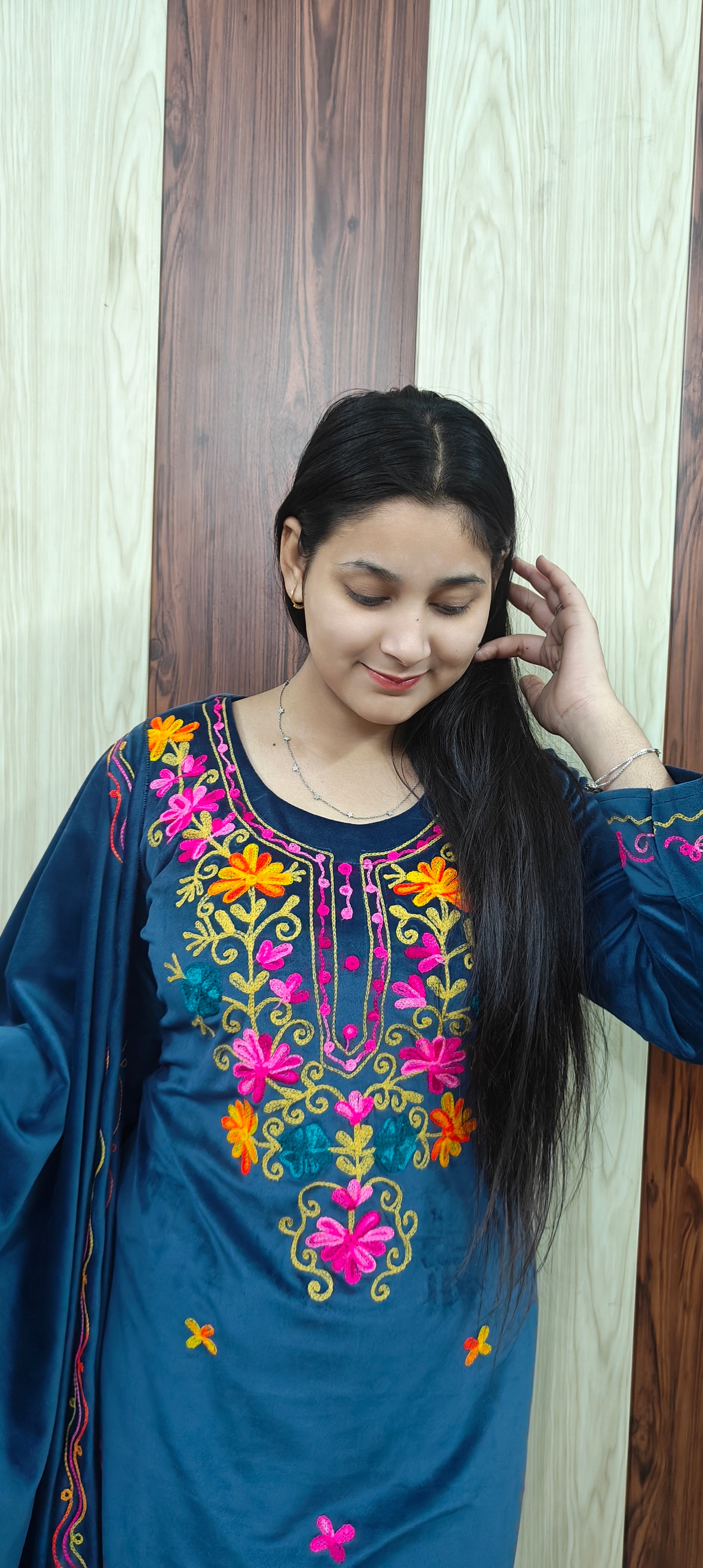 Blue Kashmiri Woolen 3-Piece Suit (Z0375)