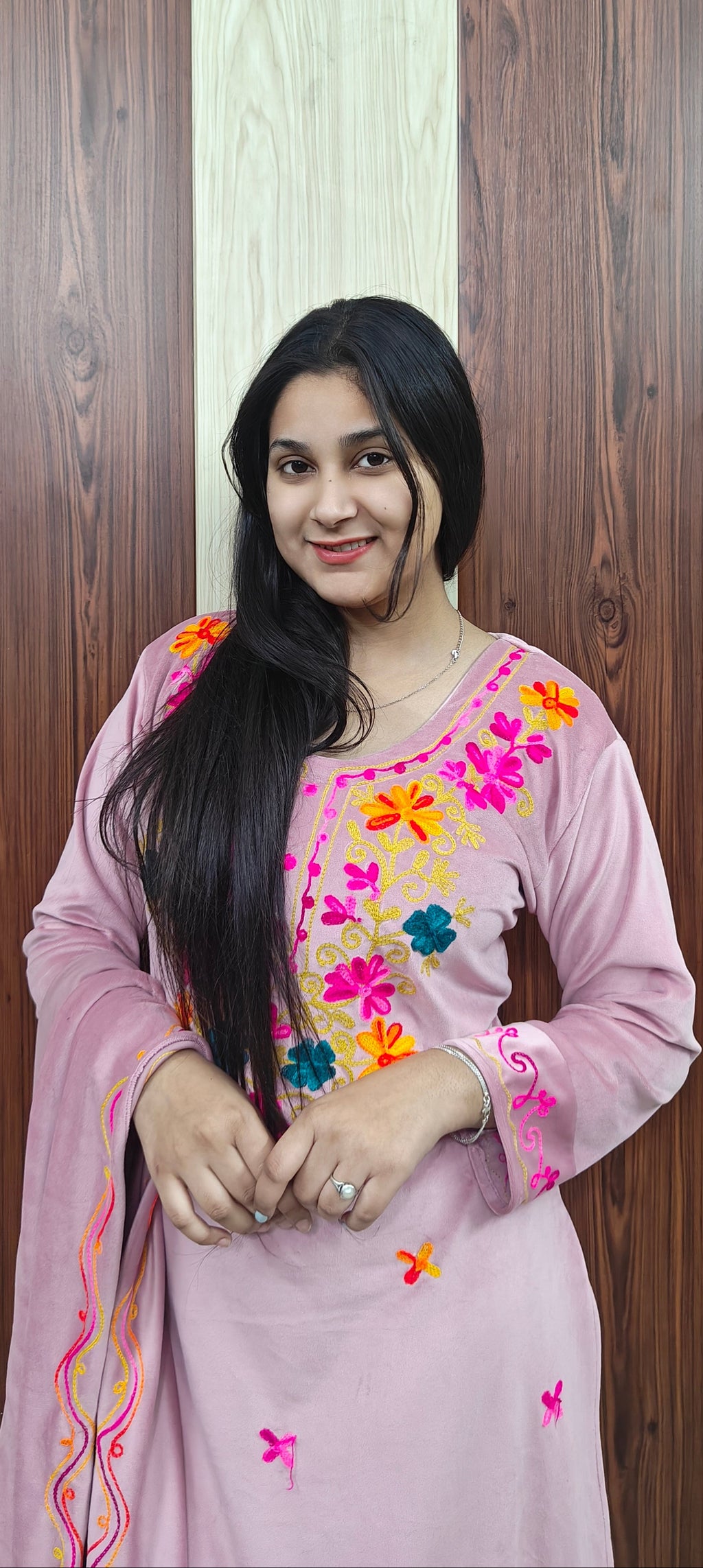 Pink kashmiri woolen 3 piece suit (ZO374)