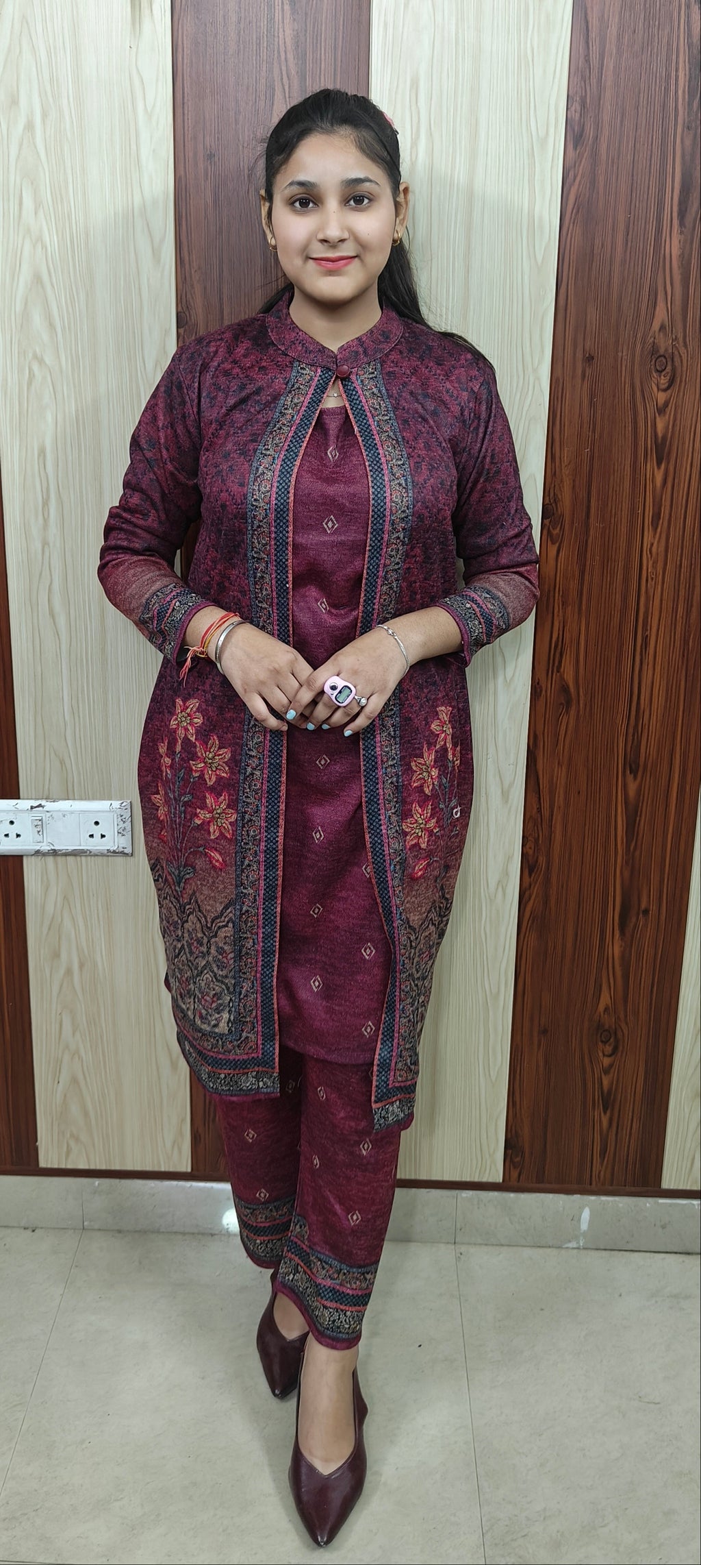 wine colour Jacket 3 piece suit (Z0383)