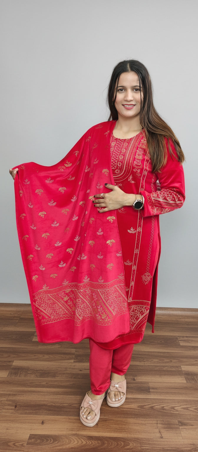 Red Colour 3 Piece suit (Z0389)