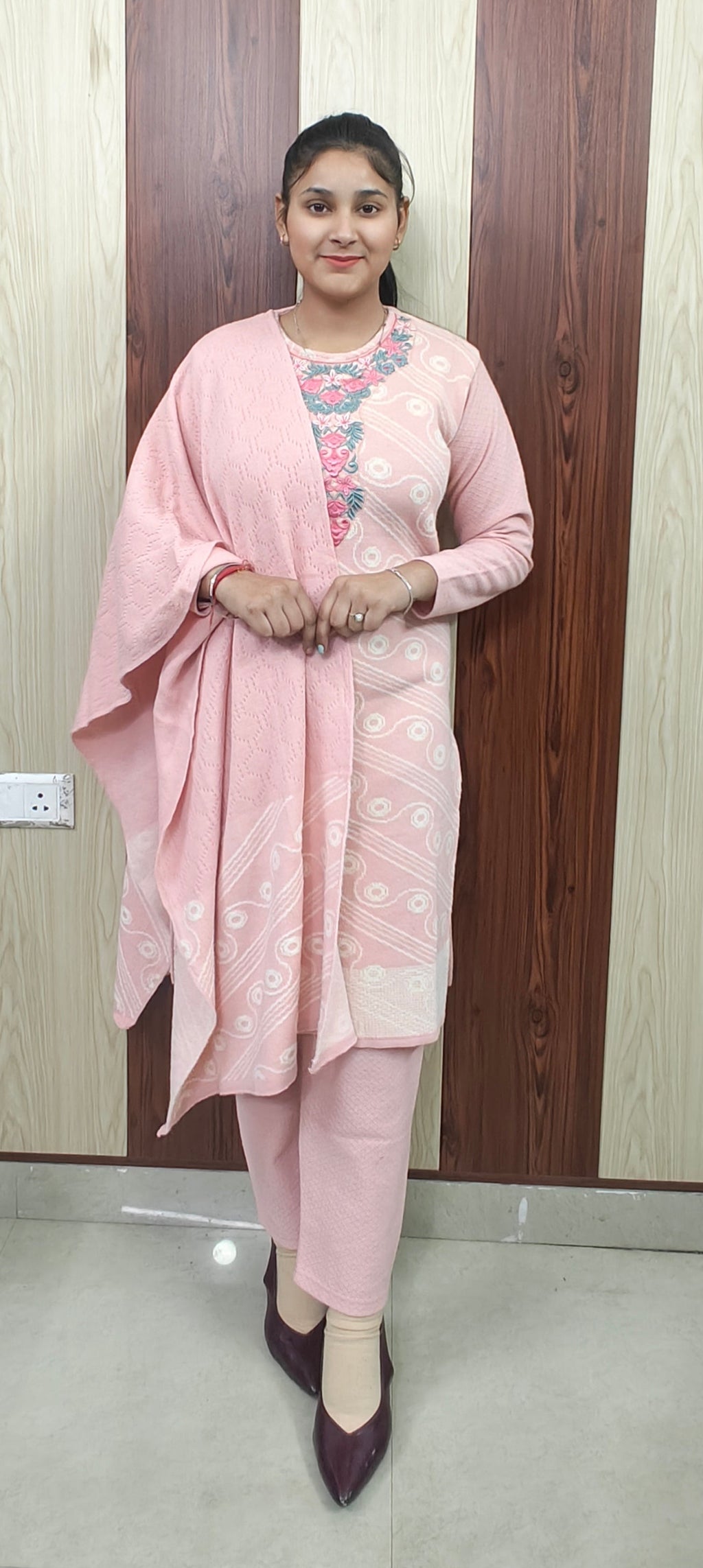 Pink colour 3 piece rabbit wool (Z0387)