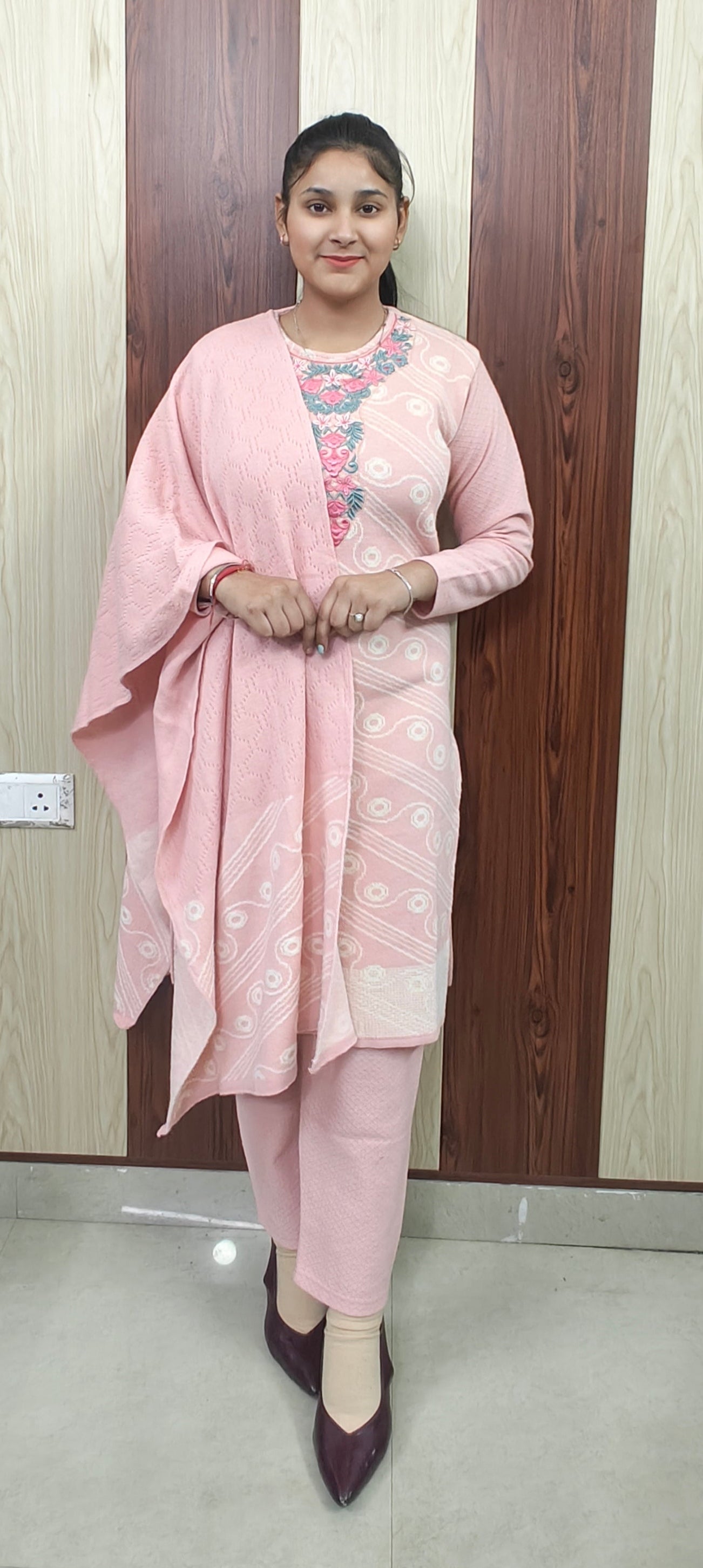 Pink colour 3 piece rabbit wool (Z0387)