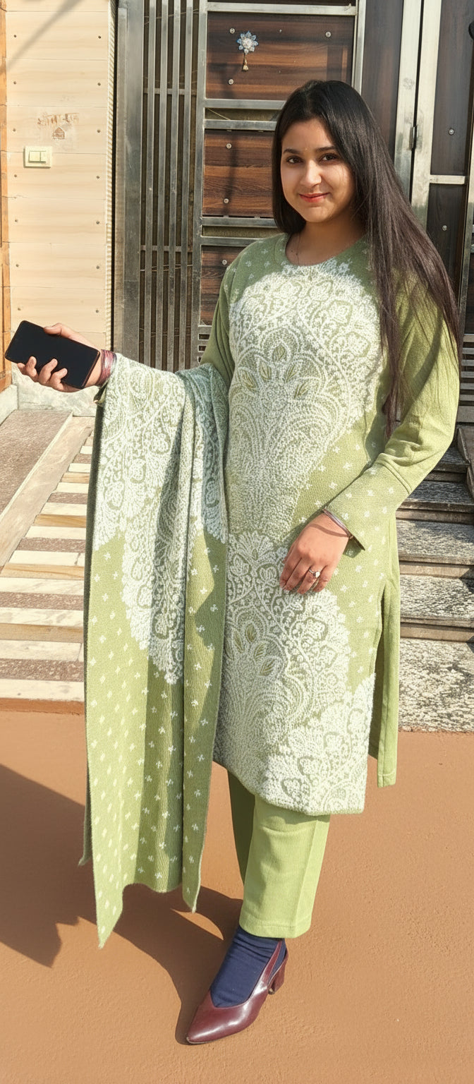 Pista Colour Woolen  Beautiful 3 Piece Suit (ZO397)