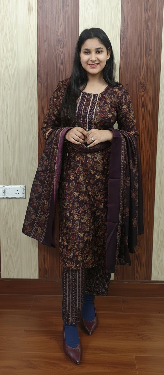 Wine Colour 3 Piece suit (ZO396)