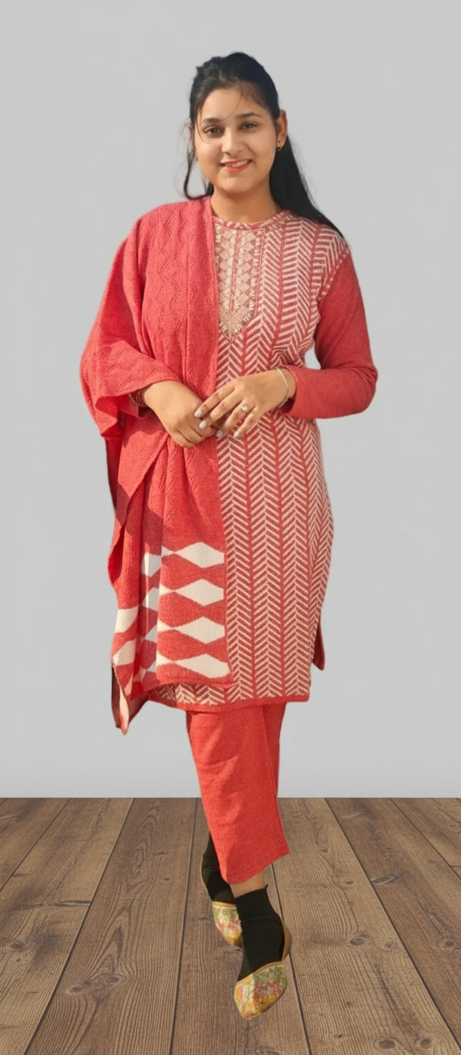Gajri Colour 3 Piece Suit Rabbit Wool (ZO397)