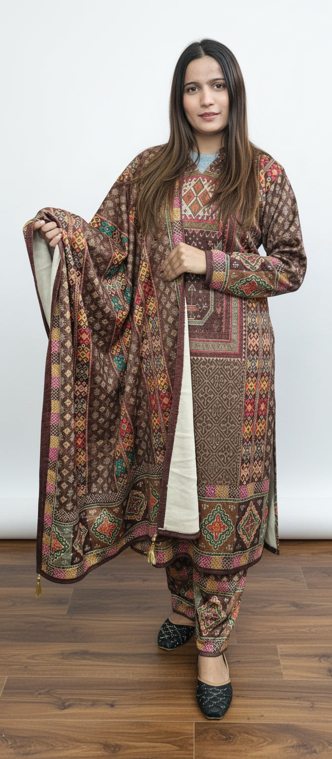 Mouse Multi Colour Karachi Wool 3 piece suit (ZO401)