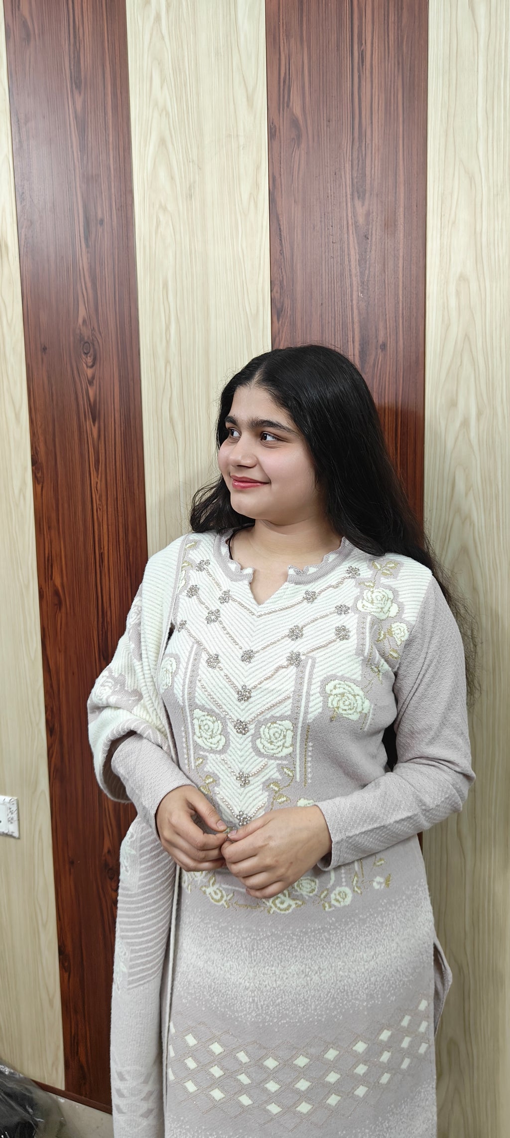 White colour with light levender  combination 3 Piece suit (ZO439)
