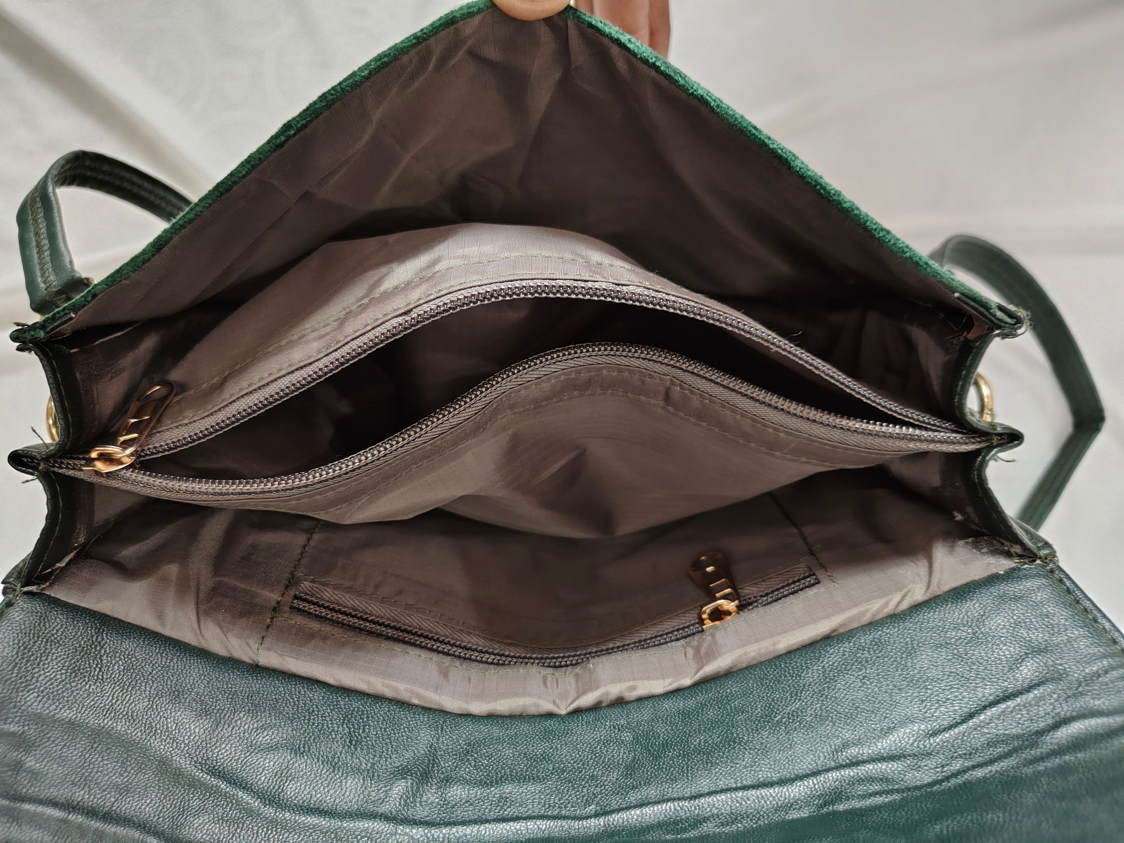 Kashmiri Ari Leather bag along with long leather strap