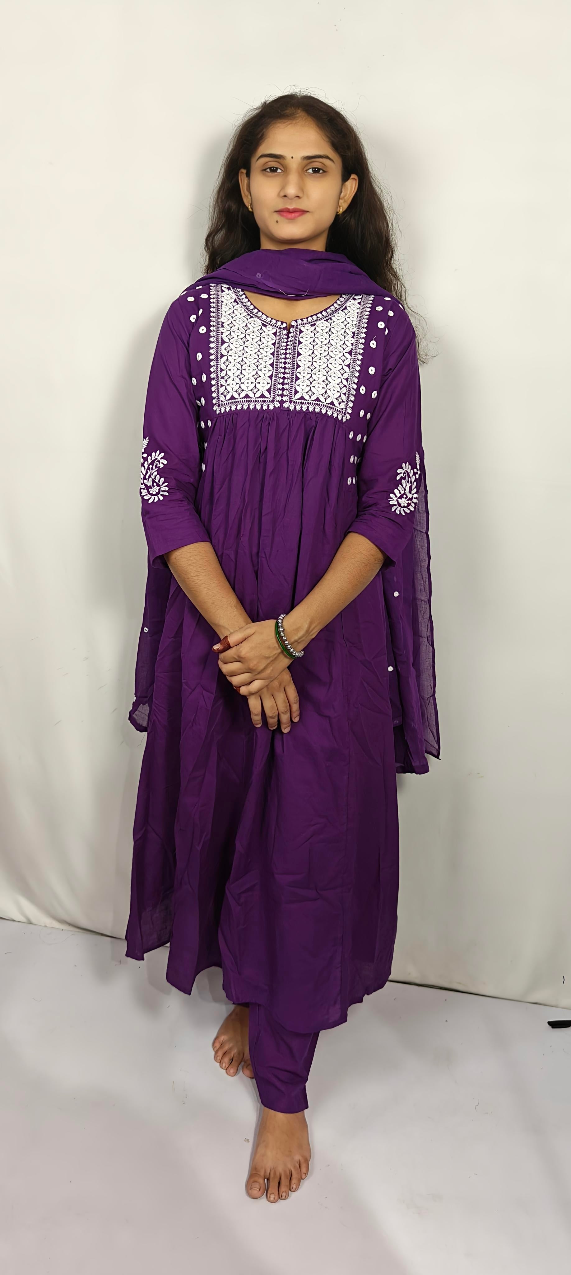 Purple Embroidered Anarkali Set (Z0208)