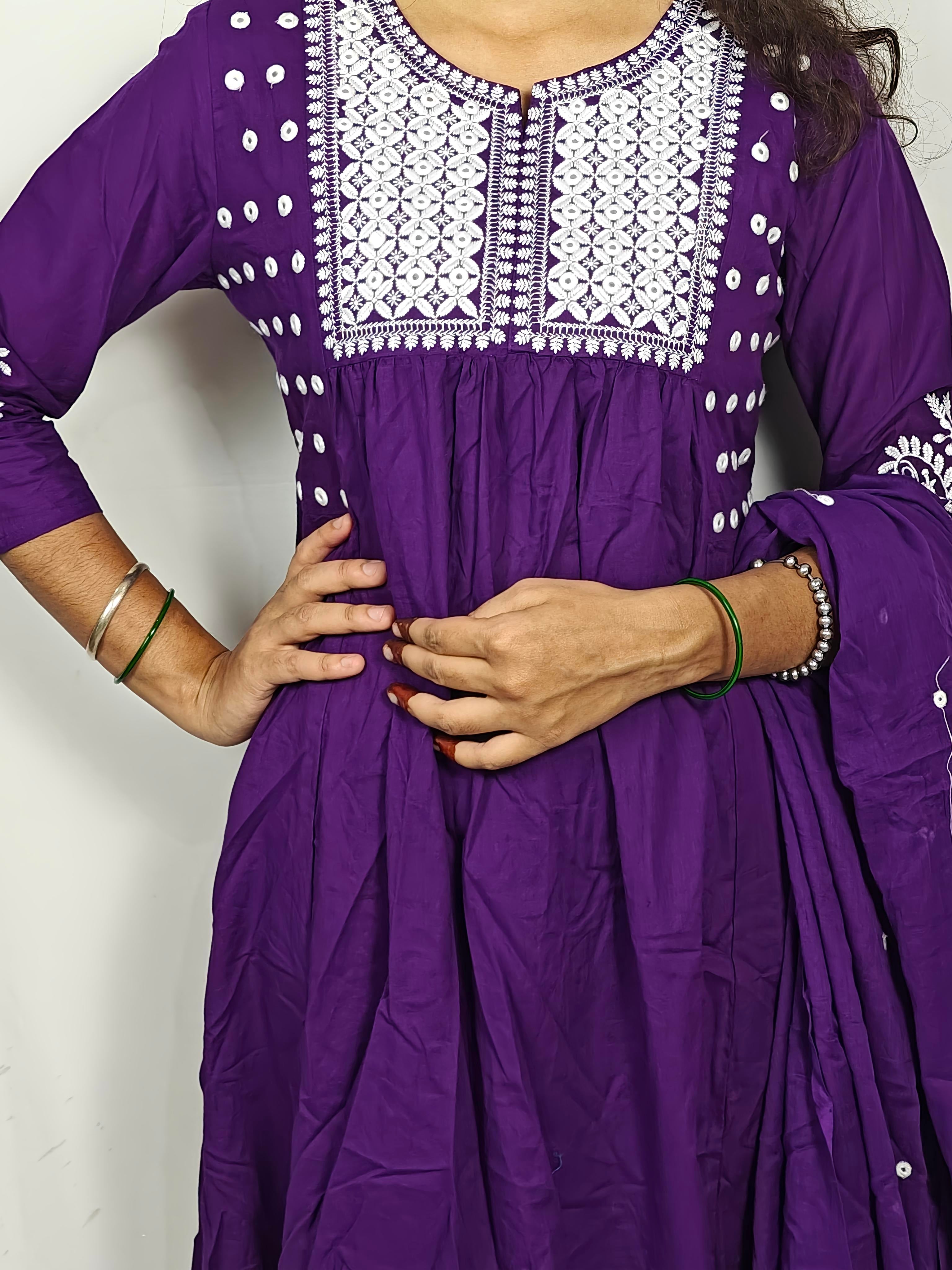 Purple Embroidered Anarkali Set (Z0208)