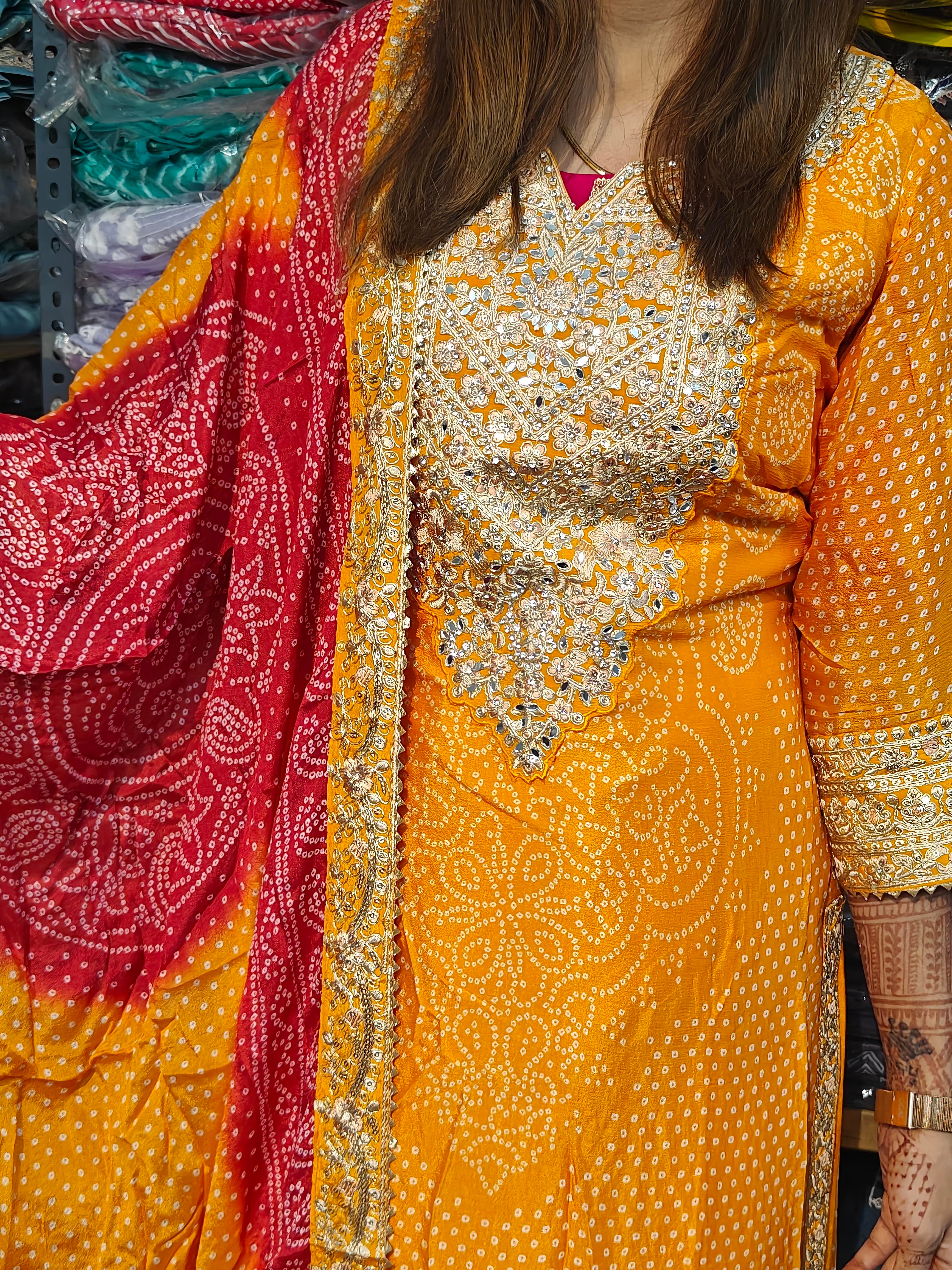 Kurta with plazzo beautiful yellow colour 3 pc set (Z0212)