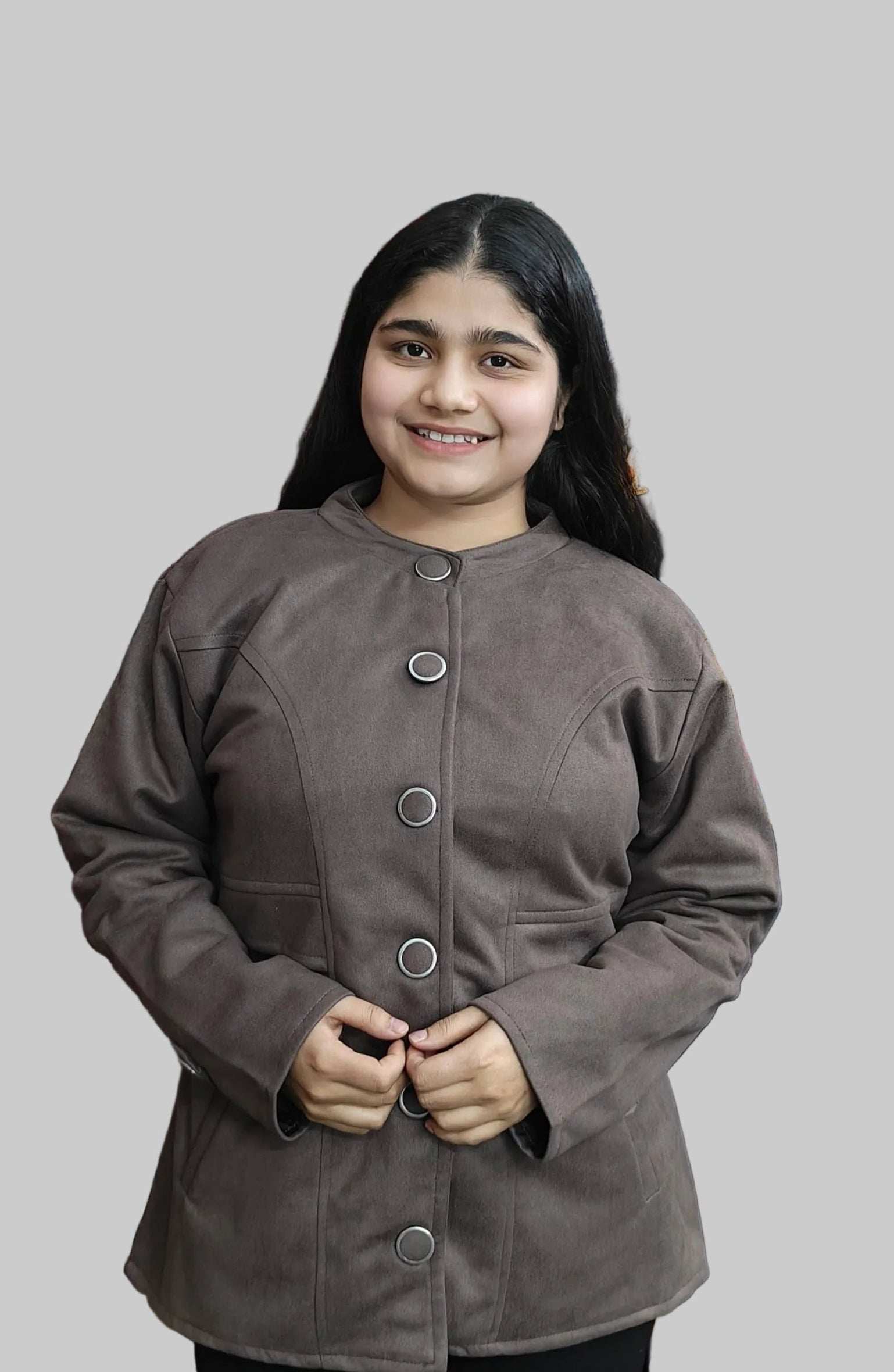 Stylish grey Buttoned Winter Jacket (ZO433)
